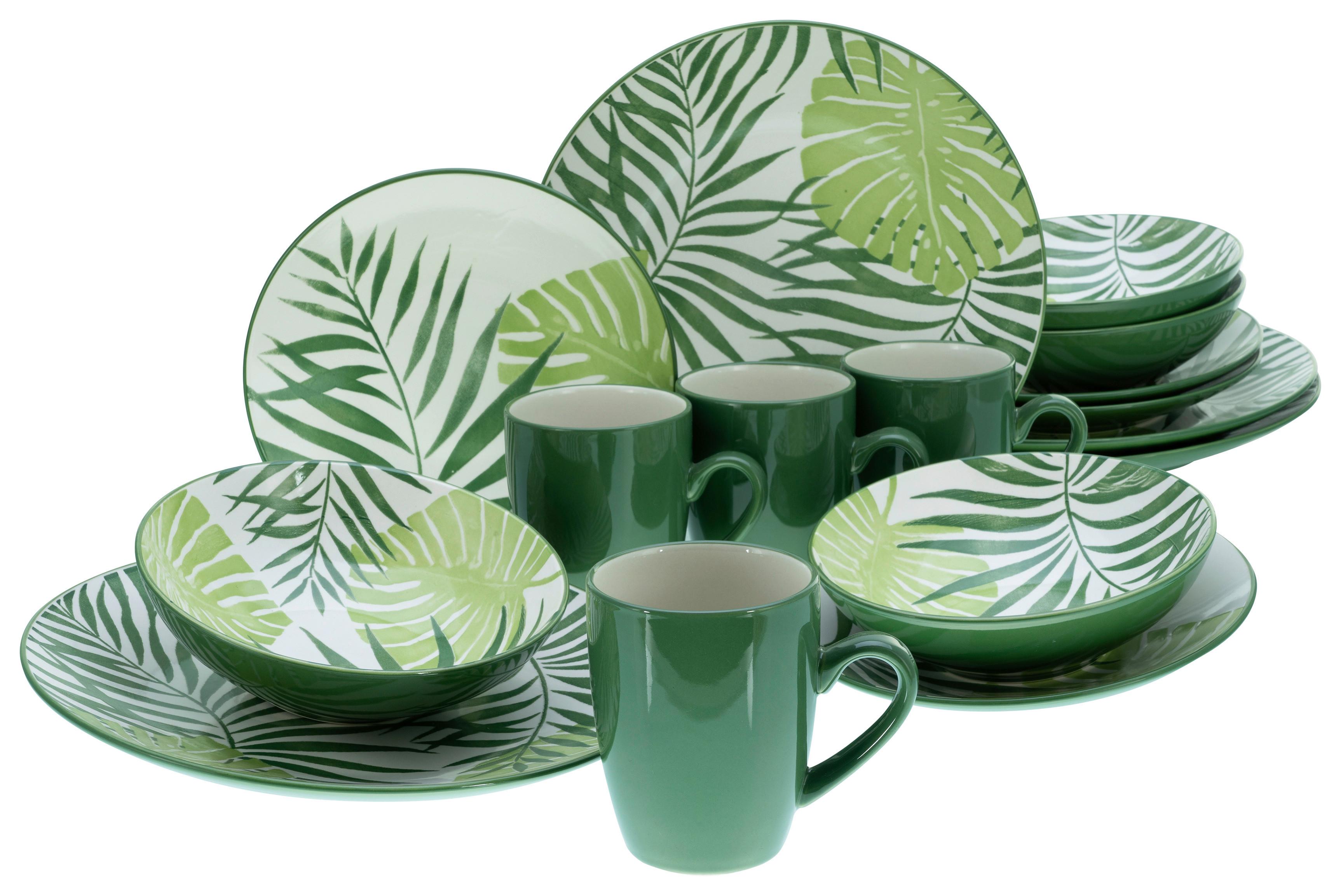 Kombinirani Servis Tropicana Grün, 16-Delni - zelena/bela, Basics, keramika - Creatable