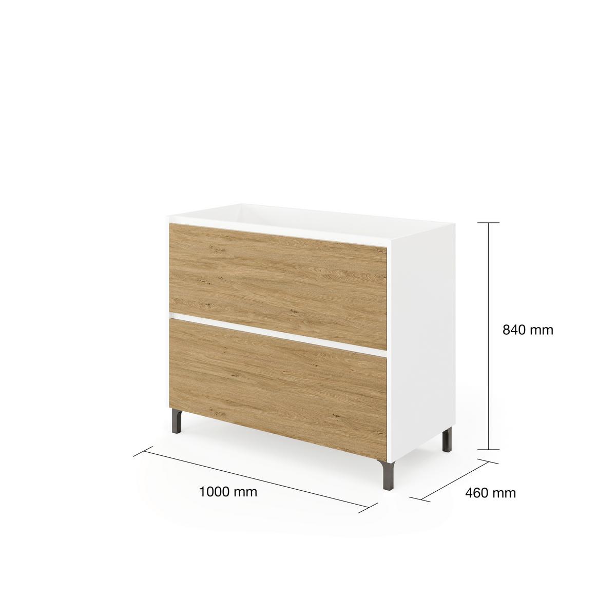 Element Ispod Umivaonika Lisbona - bijela visoki sjaj/boje kroma, Basics, drvni materijal/plastika (100/74/46cm)