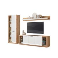 WOHNWAND BRIXEN - Eichefarben/Schwarz, Design, Glas/Holzwerkstoff (298/195/43cm) - MID.YOU