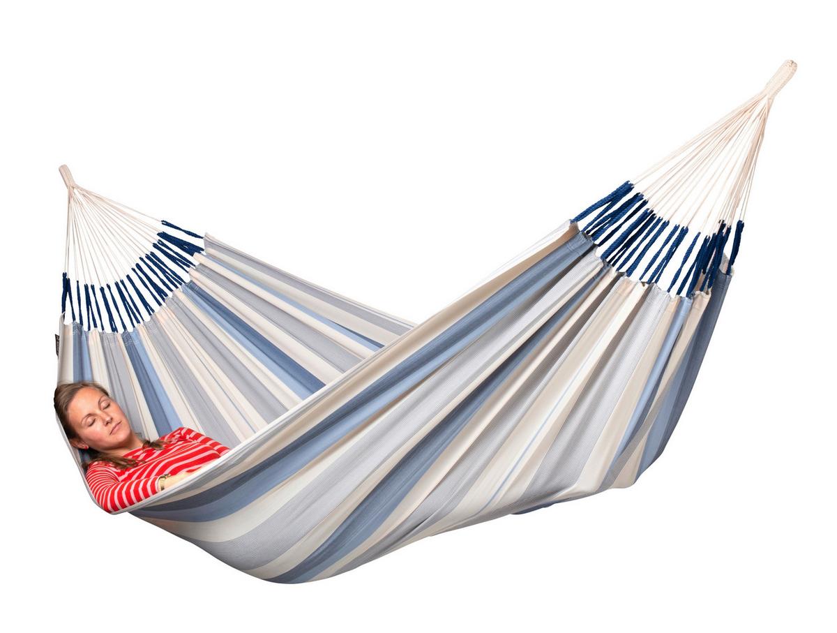 Hängematte Classic Double Hammock Outdoor Blau/Weiß - Blau/Weiß, KONVENTIONELL, Textil (160/350cm) - La Siesta