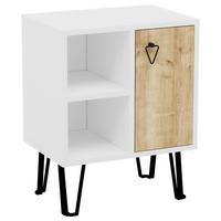 NACHTTISCH NEPTUN - Weiss/Eichefarben, Design, Holzwerkstoff (50/63/35cm) - MID.YOU