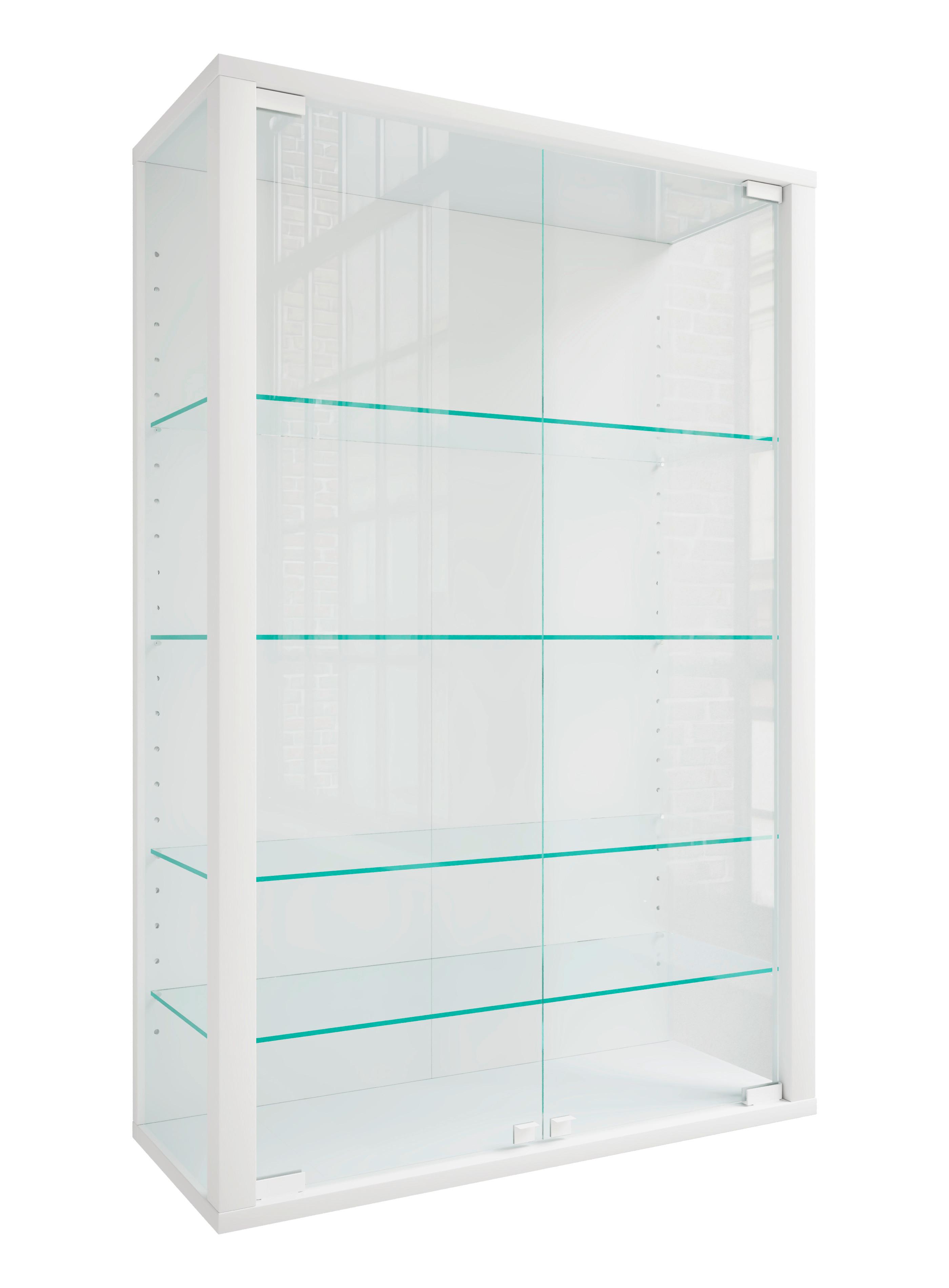 Hängevitrine Udina Weiß - Klar/Weiß, Design, Glas/Holzwerkstoff (59/91/25cm) - Livetastic
