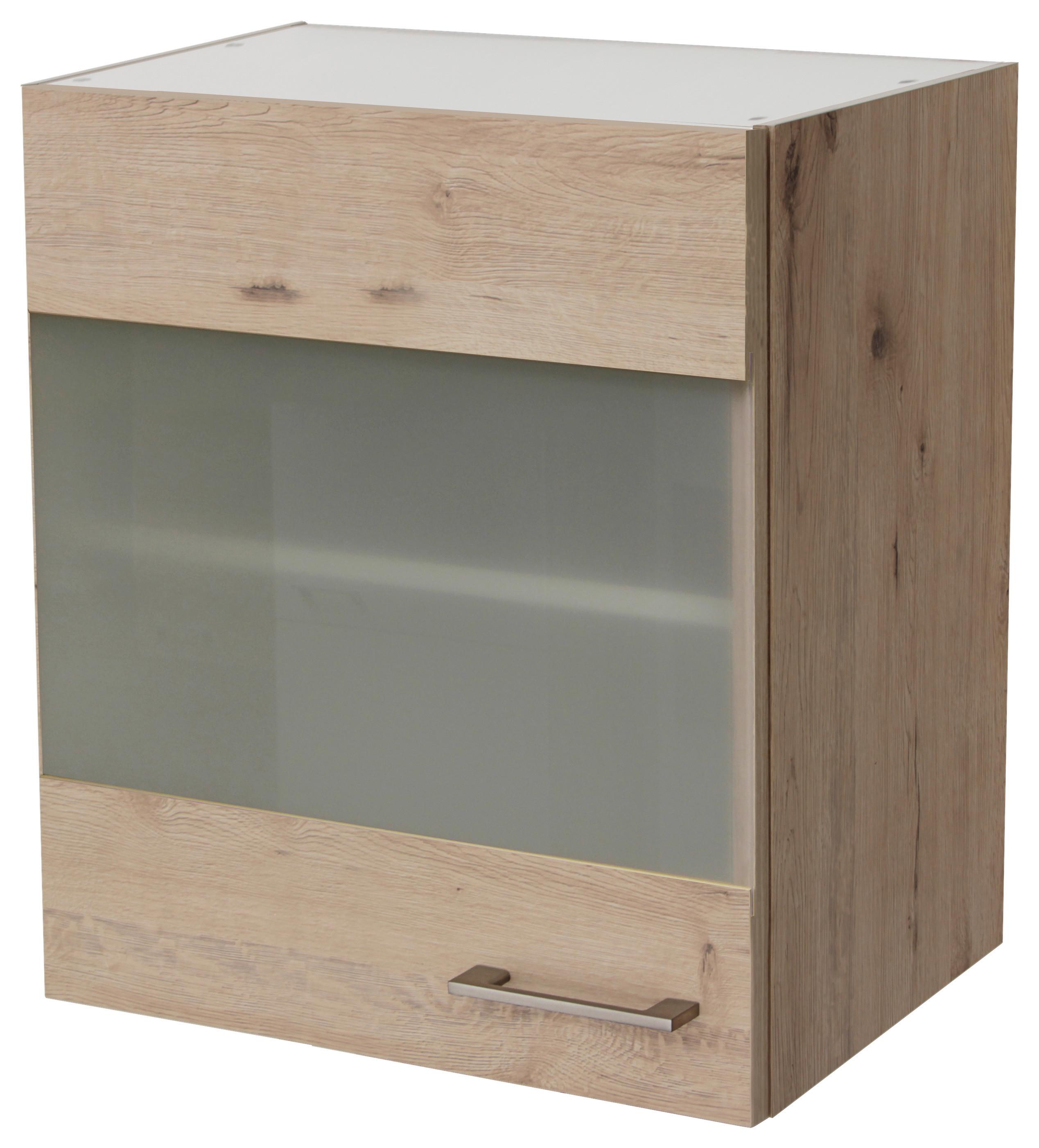 Küchenoberschrank in Eiche ´RIVA B: 50 CM EICHE DEKOR´ - Klar/Edelstahlfarben, MODERN, Holzwerkstoff/Metall (50/54,8/32cm) - FlexWell