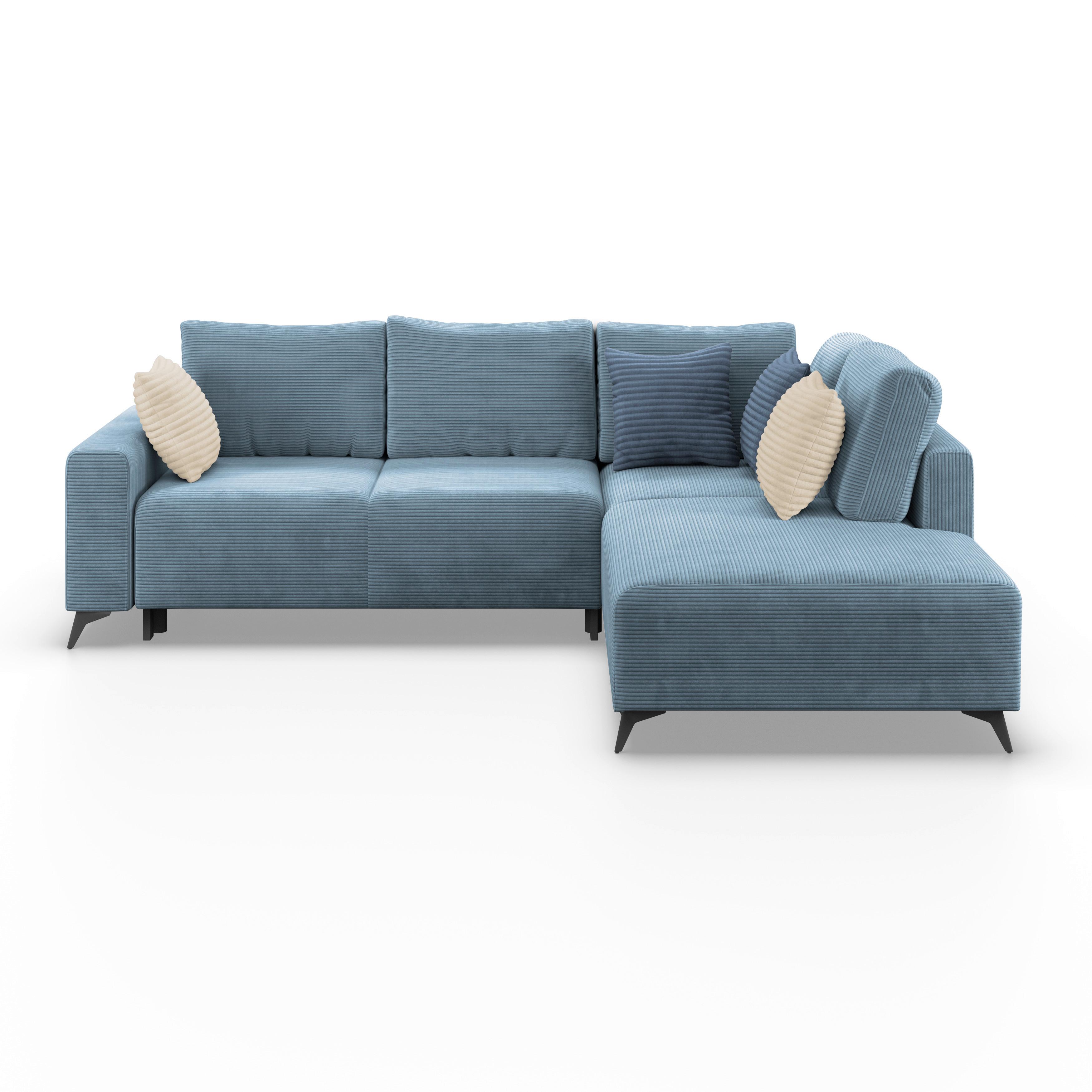 Kutna Garnitura Viktor - plava/crna, Moderno, tekstil/metal (270/212cm)