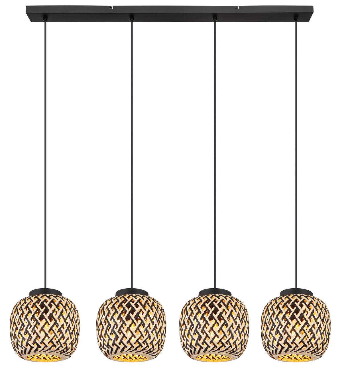 Svjetiljka Viseća 15766-4h Colly - prirodne boje/crna, Natur, metal/plastika (100/20/120cm) - Globo