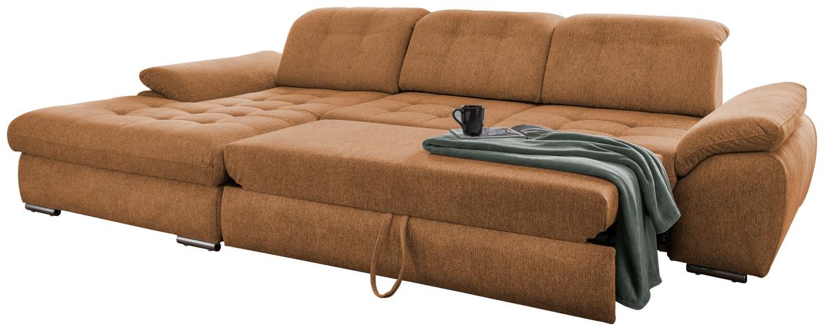 Ecksofa Rigatti mit Bettkasten ca. 184x314 cm Currygelb - Currygelb/Chromfarben, MODERN, Textil/Metall (184/314cm) - Livetastic