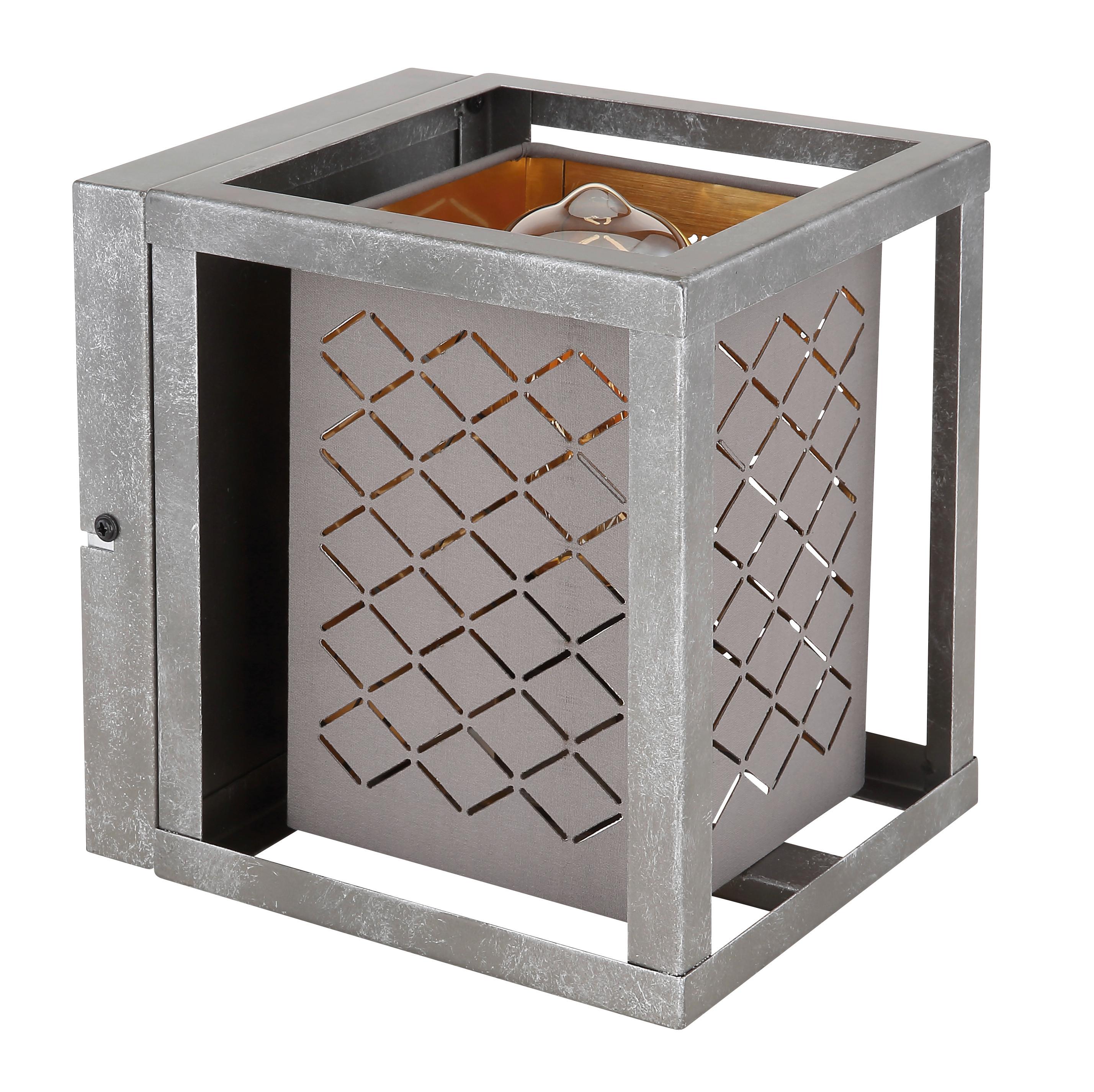 Wandleuchte Thomas in Silberfarben max. 25 Watt - Silberfarben/Goldfarben, Design, Textil/Metall (17/17/20cm) - Globo