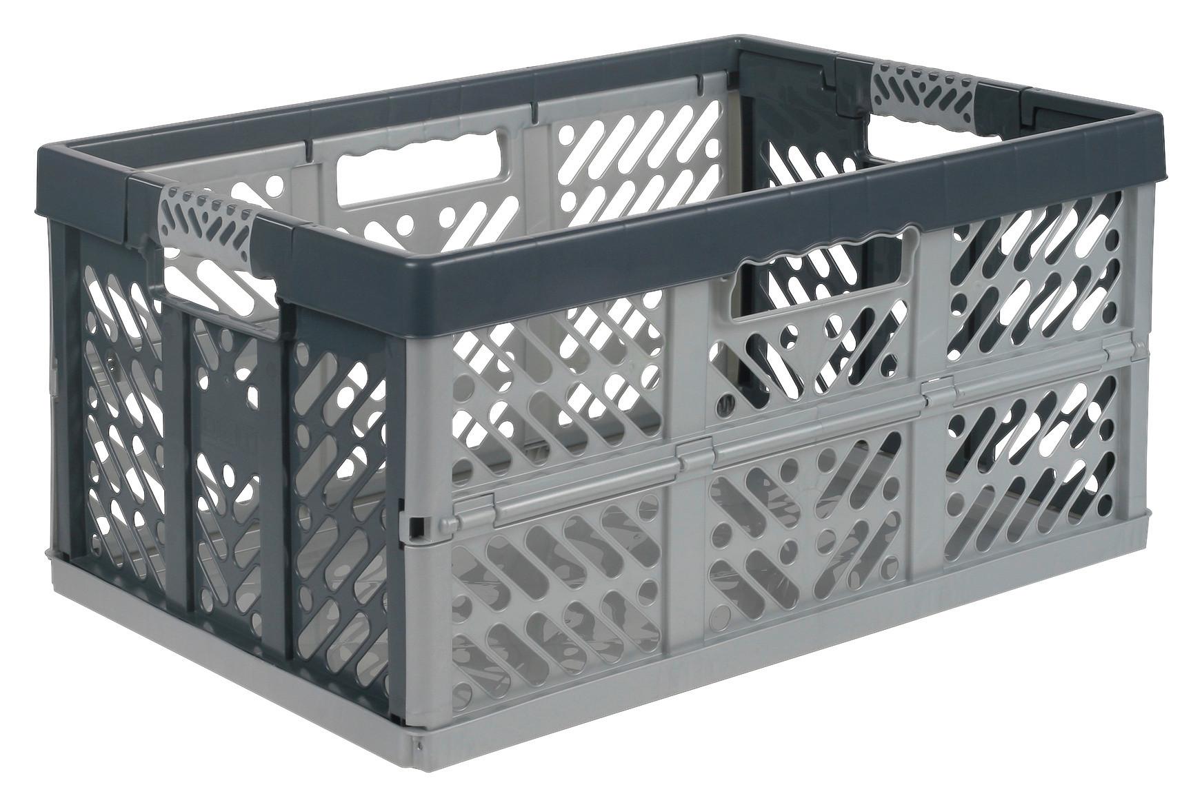 Zložljivi Zaboj Ben - Ca. 45l - srebrne barve/antracit, umetna masa (54/37/28cm) - Modern Living