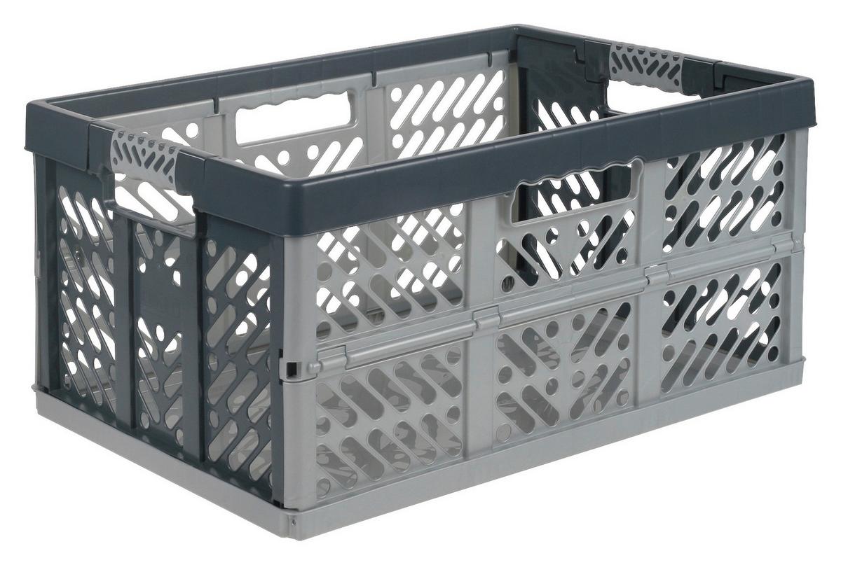 Klappbox Ben in Anthrazit/Silberfarben - Anthrazit/Silberfarben, Kunststoff (54/37/28cm) - Modern Living