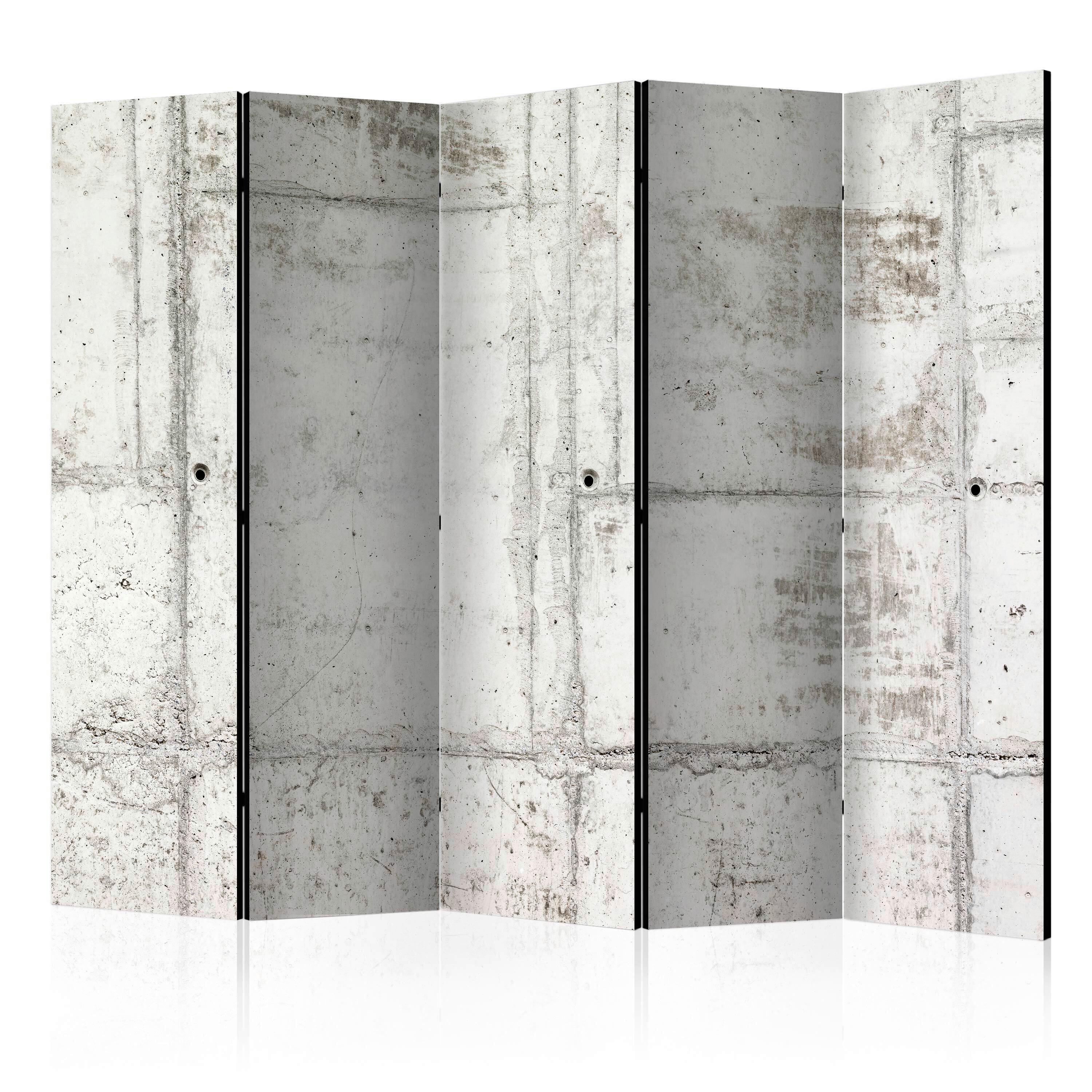 Paravan Urban Bunker I, 5-Delni, Dvostranski - bela/svetlo siva, Basics, tekstil/les (225/172/3cm) - artgeist