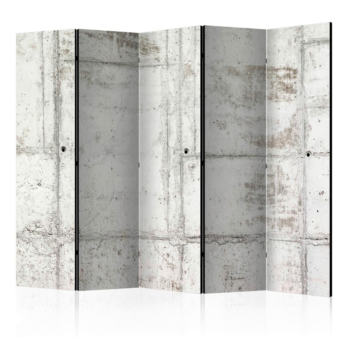 Paravan Urban Bunker I, 5-Delni, Dvostranski - bela/svetlo siva, Basics, tekstil/les (225/172/3cm) - artgeist