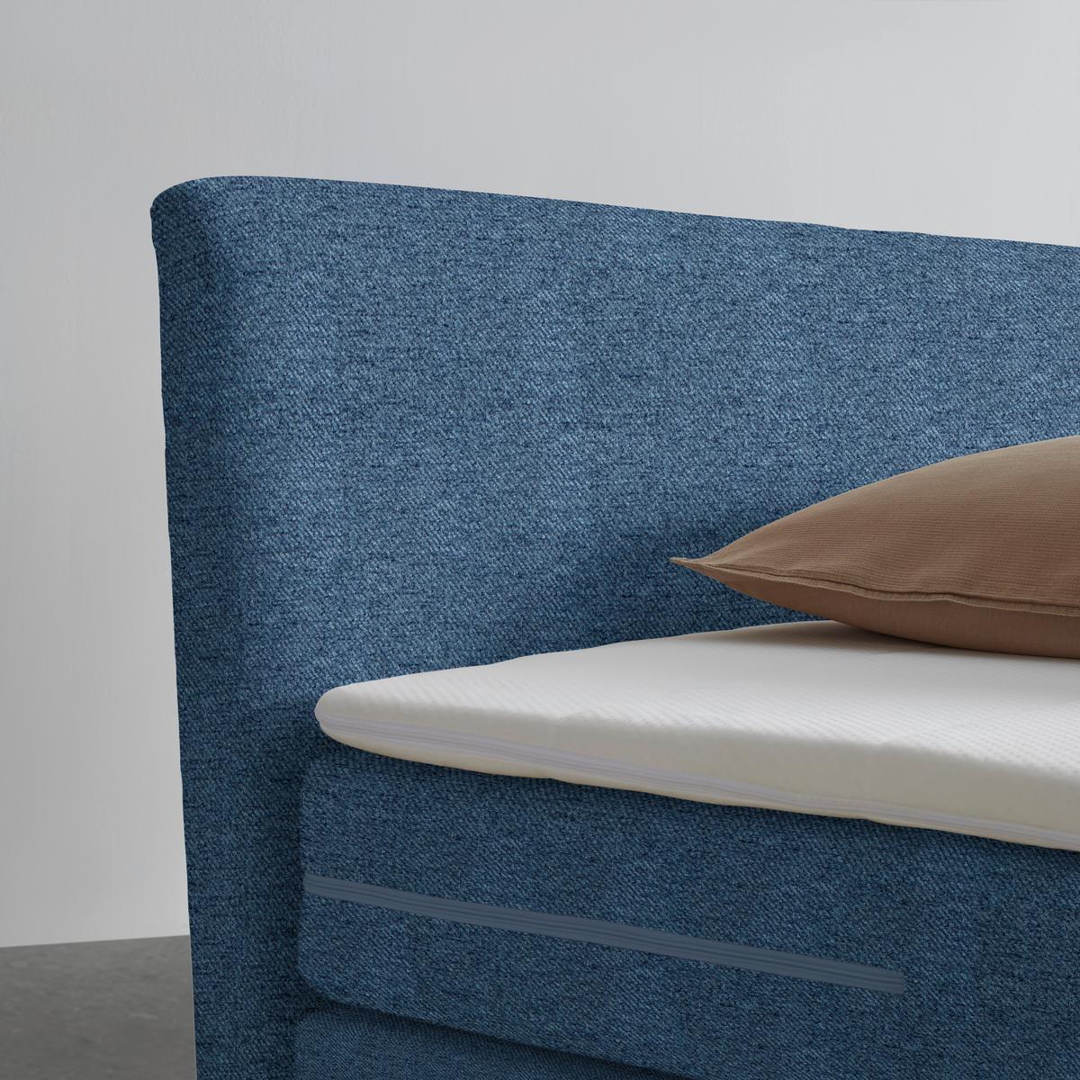 Boxspringbett Bari Blau ca. 200x200cm - Blau/Schwarz, KONVENTIONELL, Textil/Metall (200/200cm) - Based