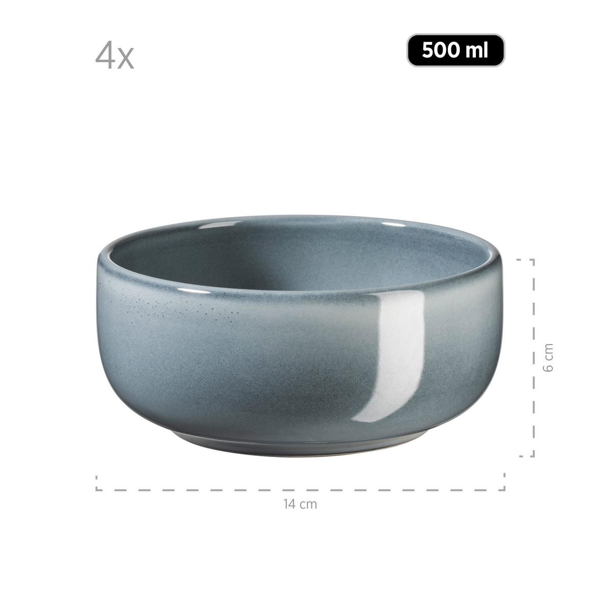 FRÜHSTÜCKSSERVICE LIVIO - Blaugrau, Basics, Keramik - Mäser