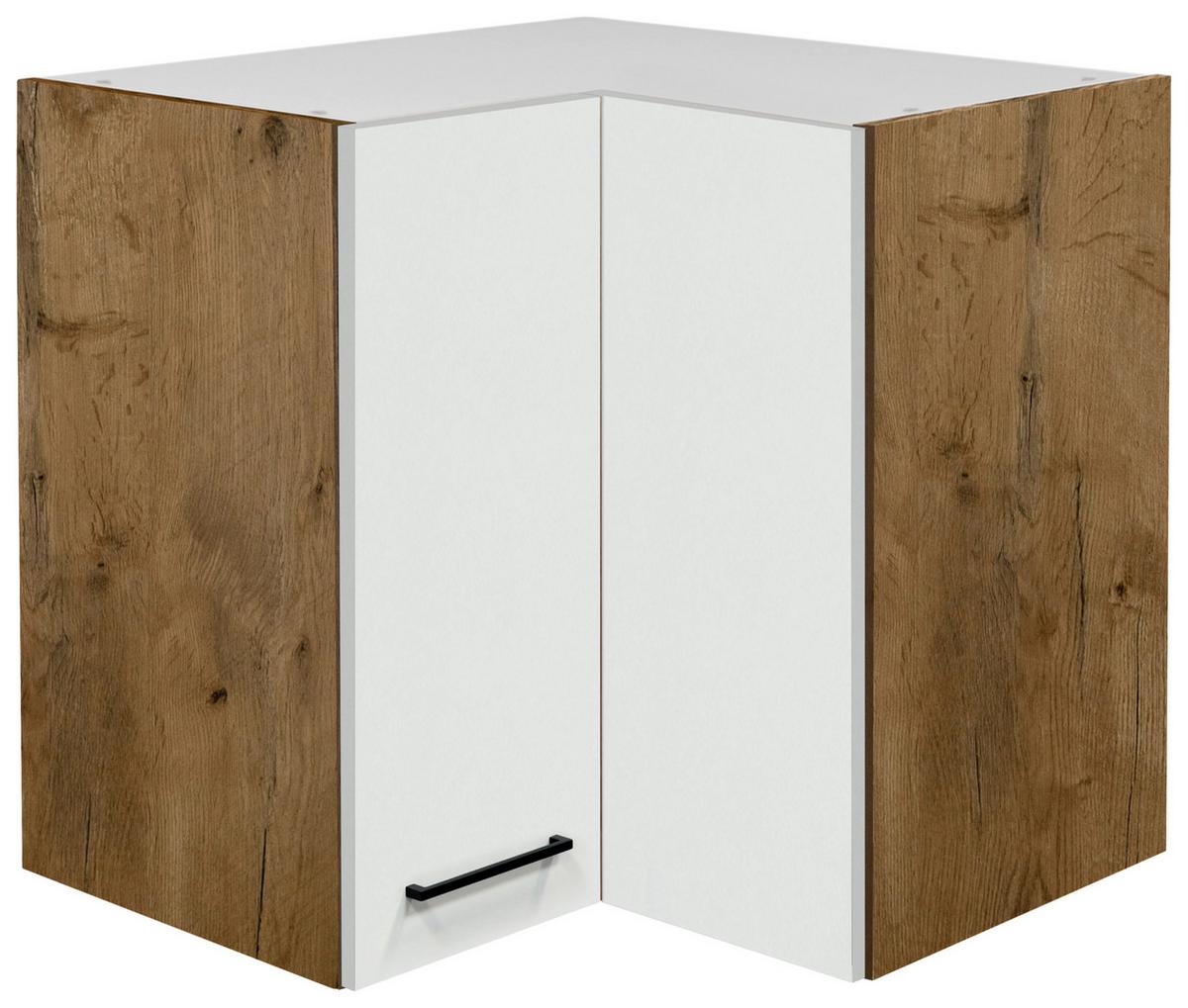 Kotna Zgornja Omarica Avila, Magnolija, Barva Hrasta - magnolija/črna, Konvencionalno, kovina/leseni material (60/54,8/32cm) - FlexWell