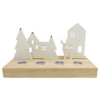 Kerzenhalter Emma Naturfarben/Weiss - Weiss/Naturfarben, Konventionell, Holz/Keramik (12/14,5/25cm) - Modern Living