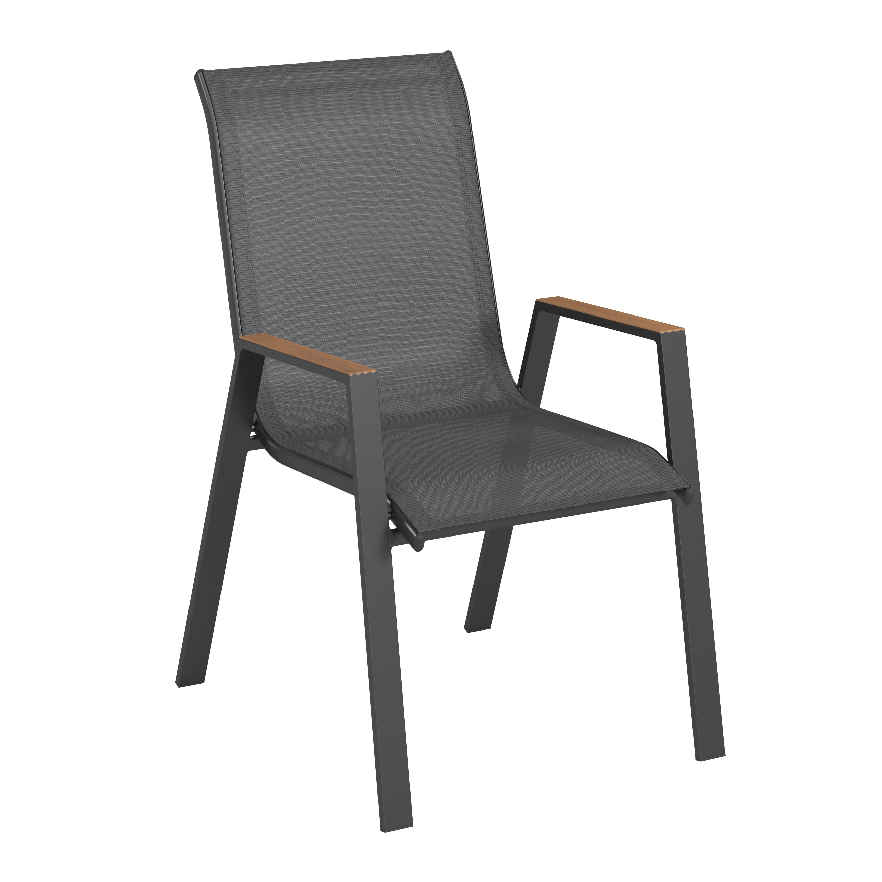 Vrtni Stol Deni, Antracit - naravne barve/antracit, Basics, kovina/tekstil (54/90/76cm) - Mömax