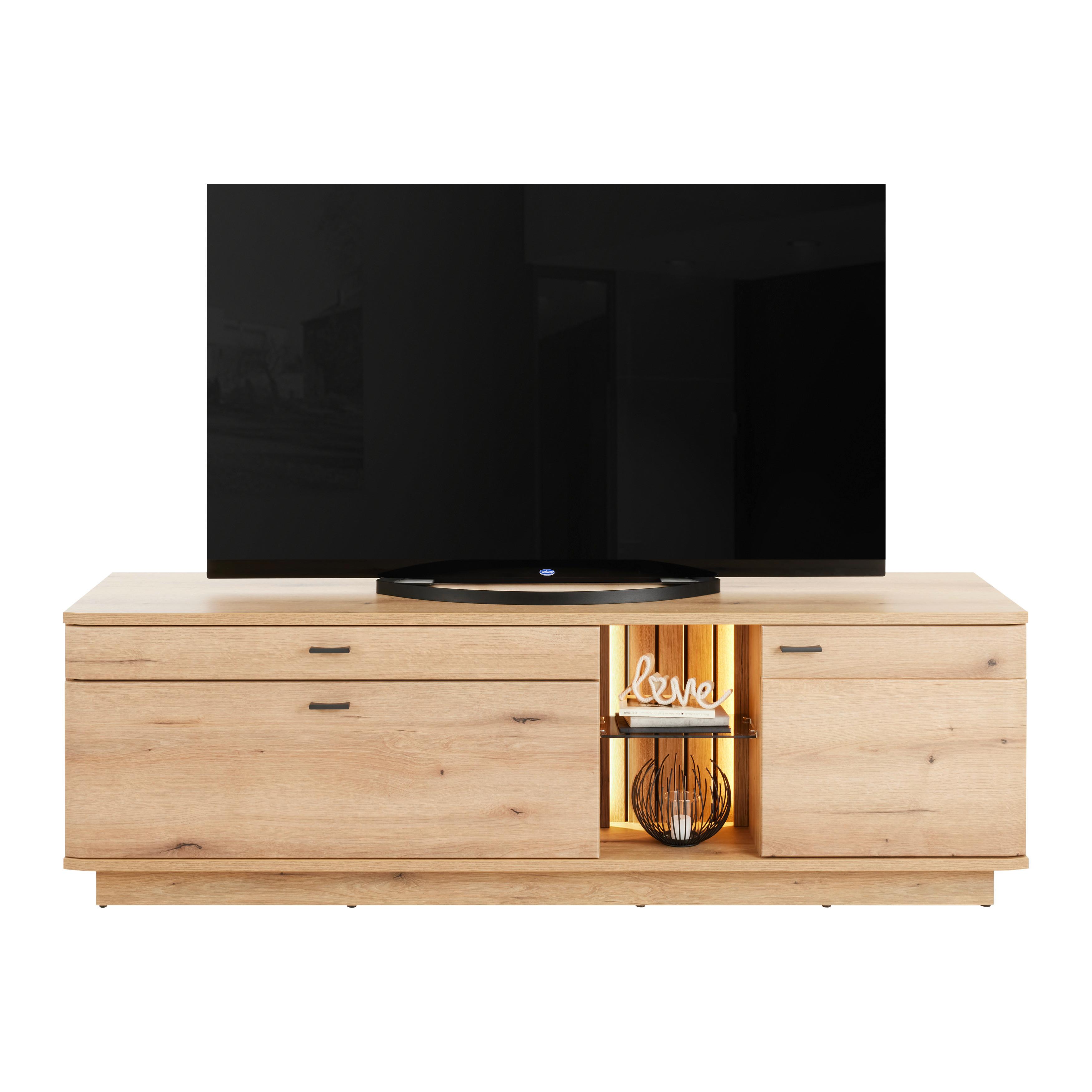 Tv-element Fortuna - antracit, Moderno, kovina/steklo (180/57/50cm) - Premium Living