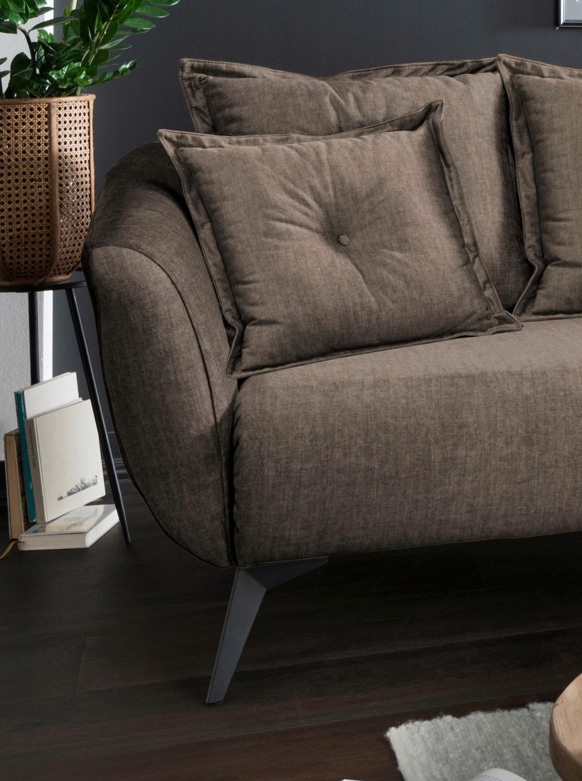 Wohnlandschaft Baggio Braun Velours - Schwarz/Braun, MODERN, Holz/Textil (277/94/162cm) - Livetastic