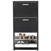 Schuhkipper in Schwarz - Schwarz/Alufarben, Modern, Holzwerkstoff/Kunststoff (64/125/24cm) - Mömax