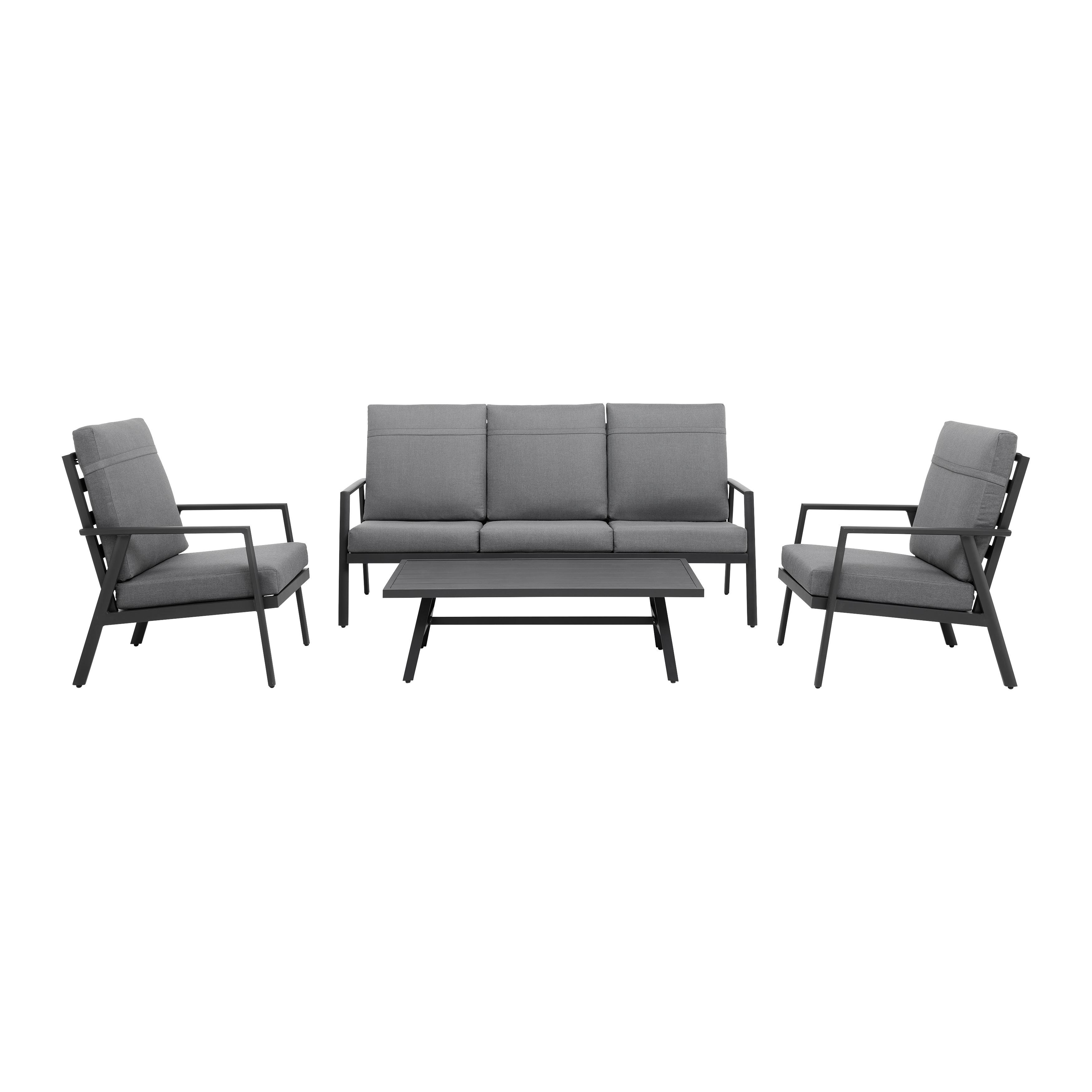 Lounge Garnitura Isabella, Temno Siva, Aluminij - temno siva, Moderno, kovina/tekstil