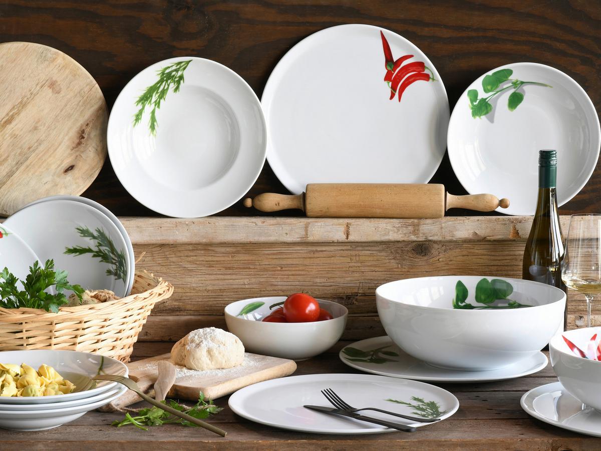 Pizzatellerset Europa Chilli in Weiß 4-teilig - Rot/Weiß, KONVENTIONELL, Keramik (33cm) - Creatable