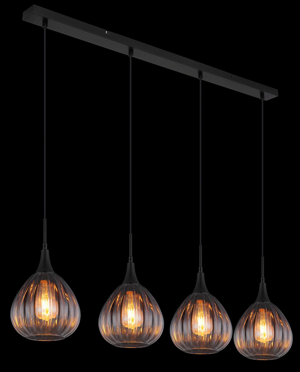 Hängeleuchte Olsen Klar max. 40 Watt - Klar, Design, Glas/Metall (110/20/120cm) - Globo