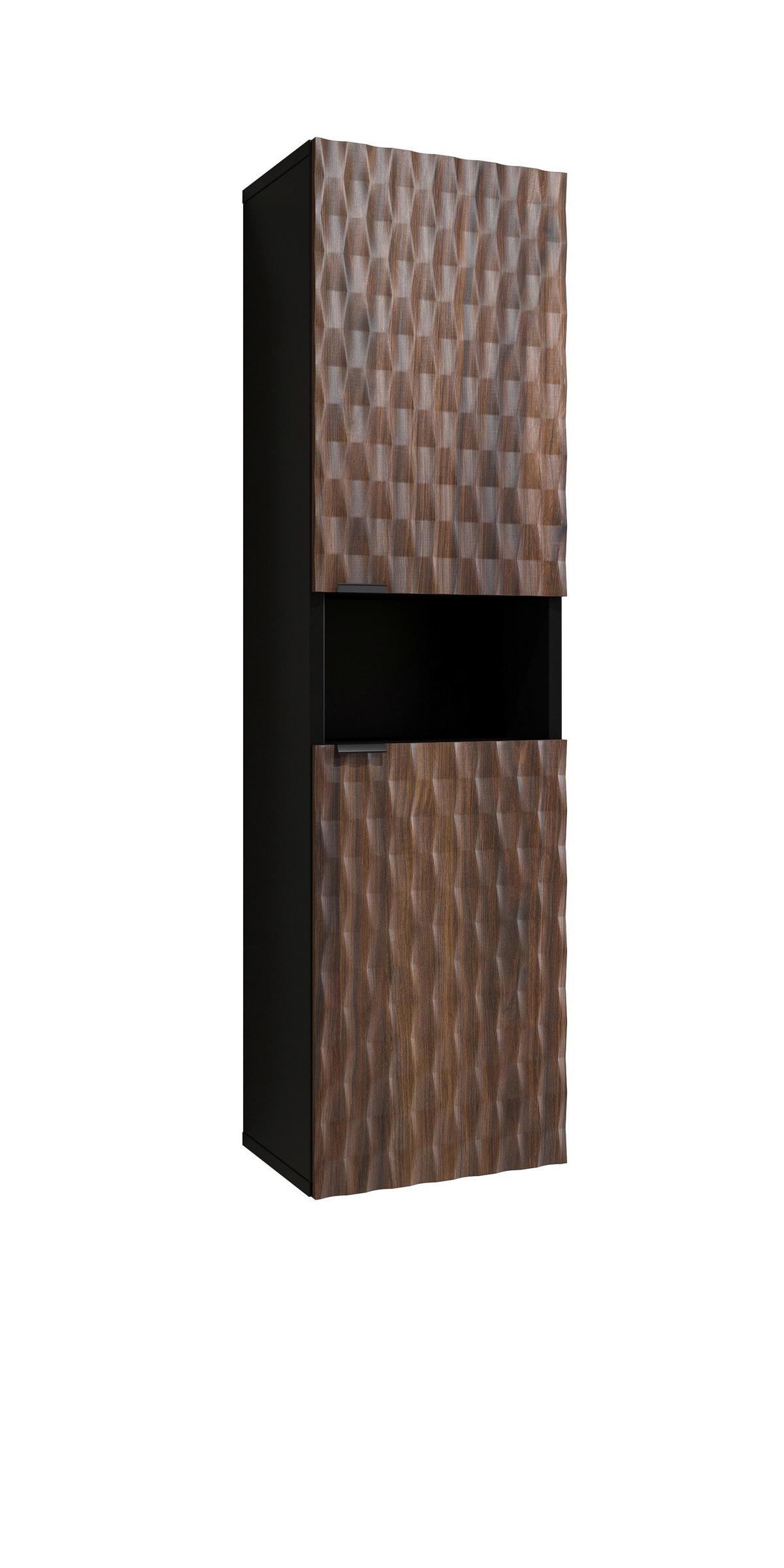 Faliszekrény Enzo - barna/fekete, Modern, műanyag/faalapú anyag (33/133/35cm)