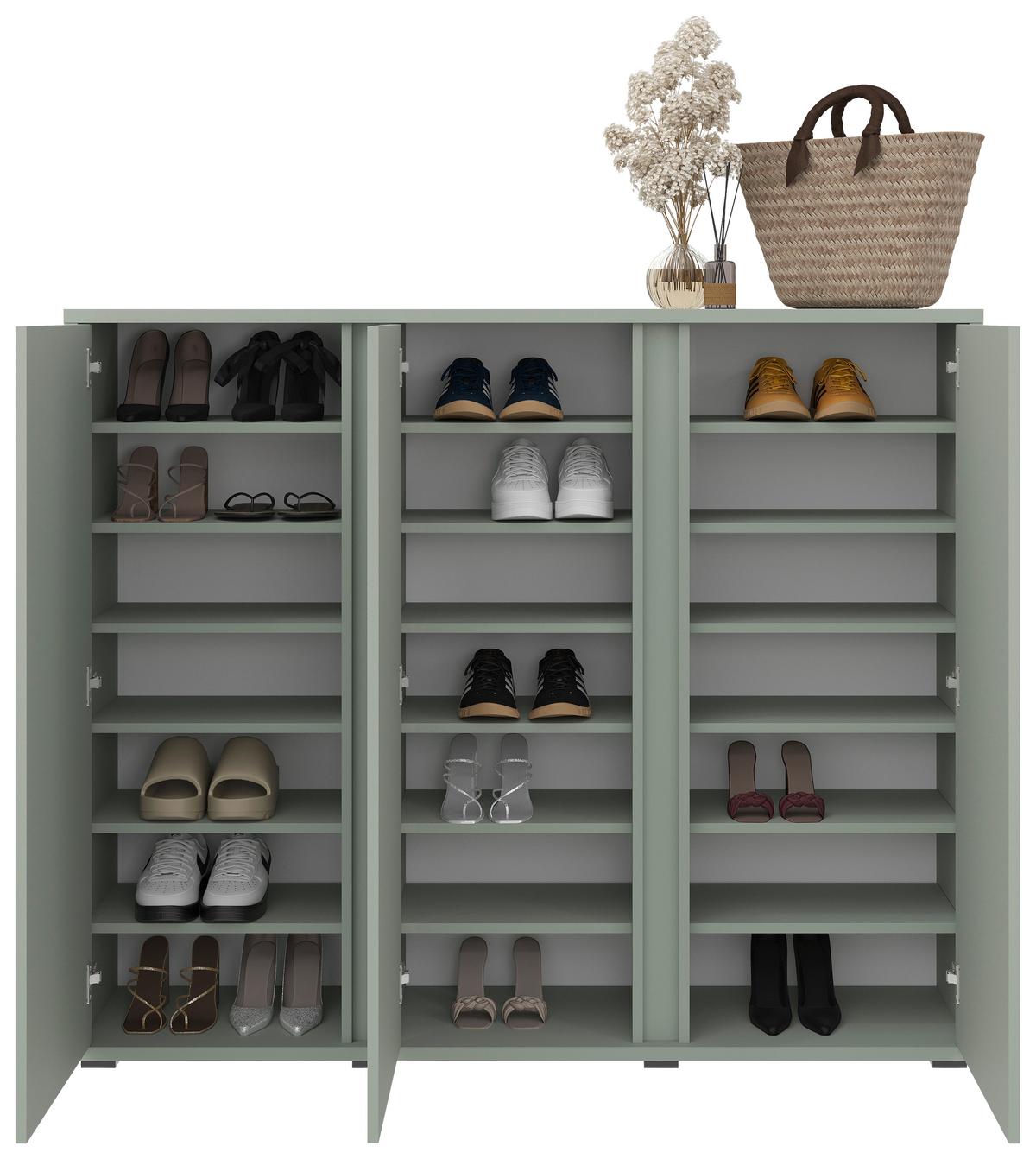 SZAFKA NA BUTY LIV - zielony/antracytowy, Design, materiał drewnopochodny/tworzywo sztuczne (145/120/34cm) - Xora