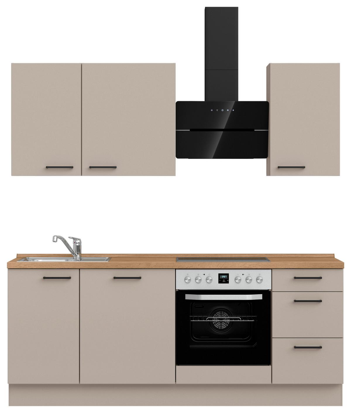 Küchenleerblock Easytouch High o. Geräte Sandfarben - Sandfarben/Eichefarben, MODERN, Holzwerkstoff/Metall (210cm) - Nobilia