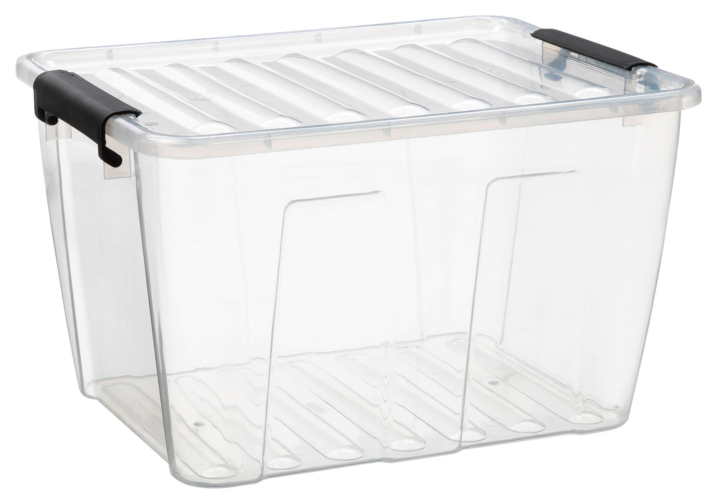 Box mit Deckel Betty in Transparent ca. 15l - Transparent/Schwarz, Kunststoff (36,5/27,5/22cm) - Based