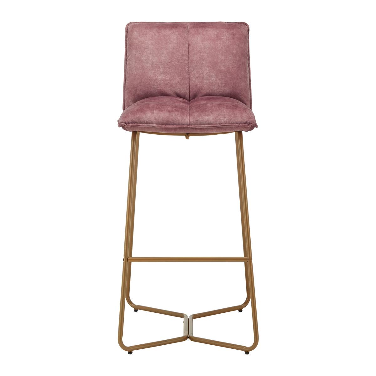 Barhocker Fonia Beere Samt Gepolstert - Beere/Goldfarben, MODERN, Holz/Textil (46/103,5/57cm) - Bessagi Home