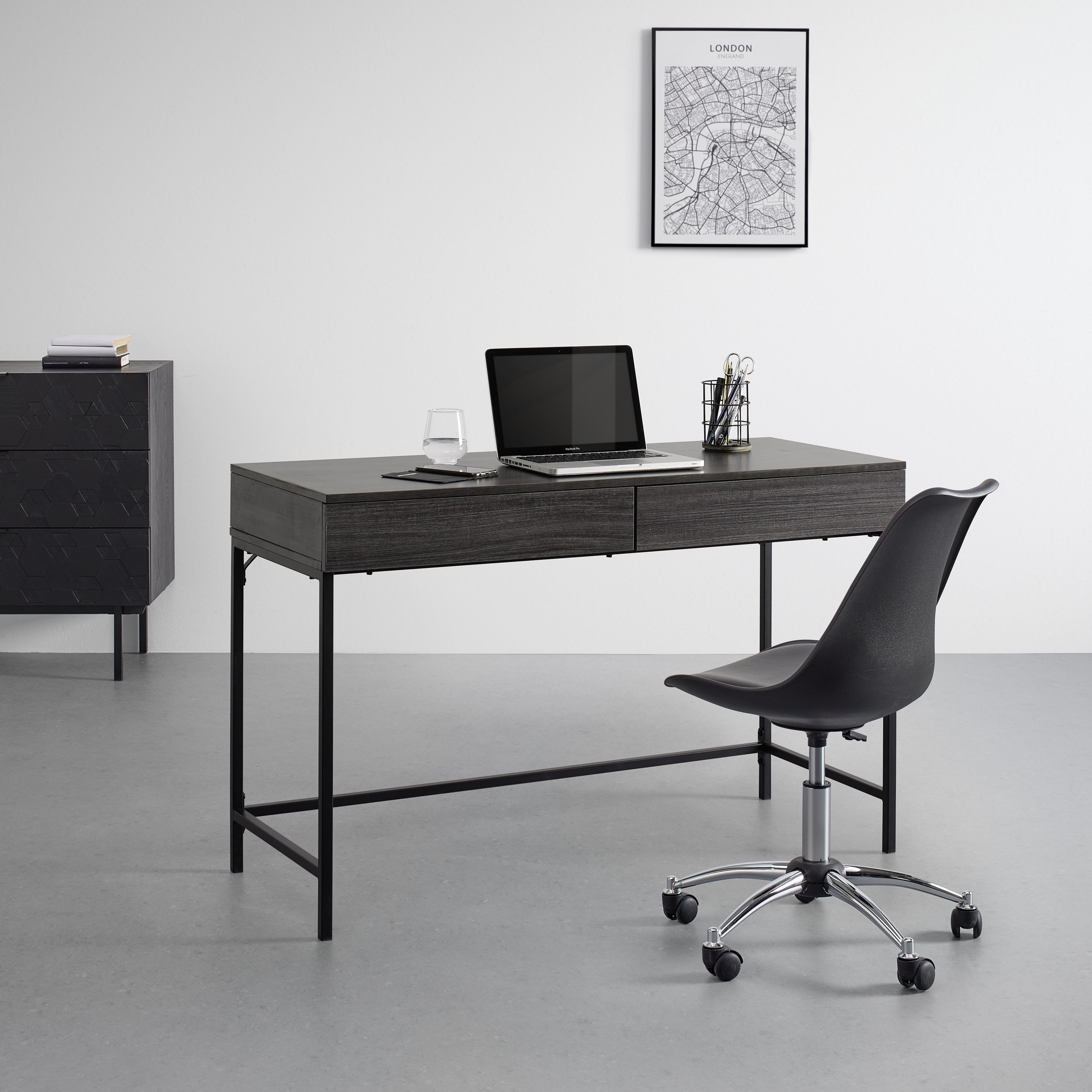 BIURKO CARA - czarny/szary, Modern, metal (120/50/76cm) - Bessagi Home