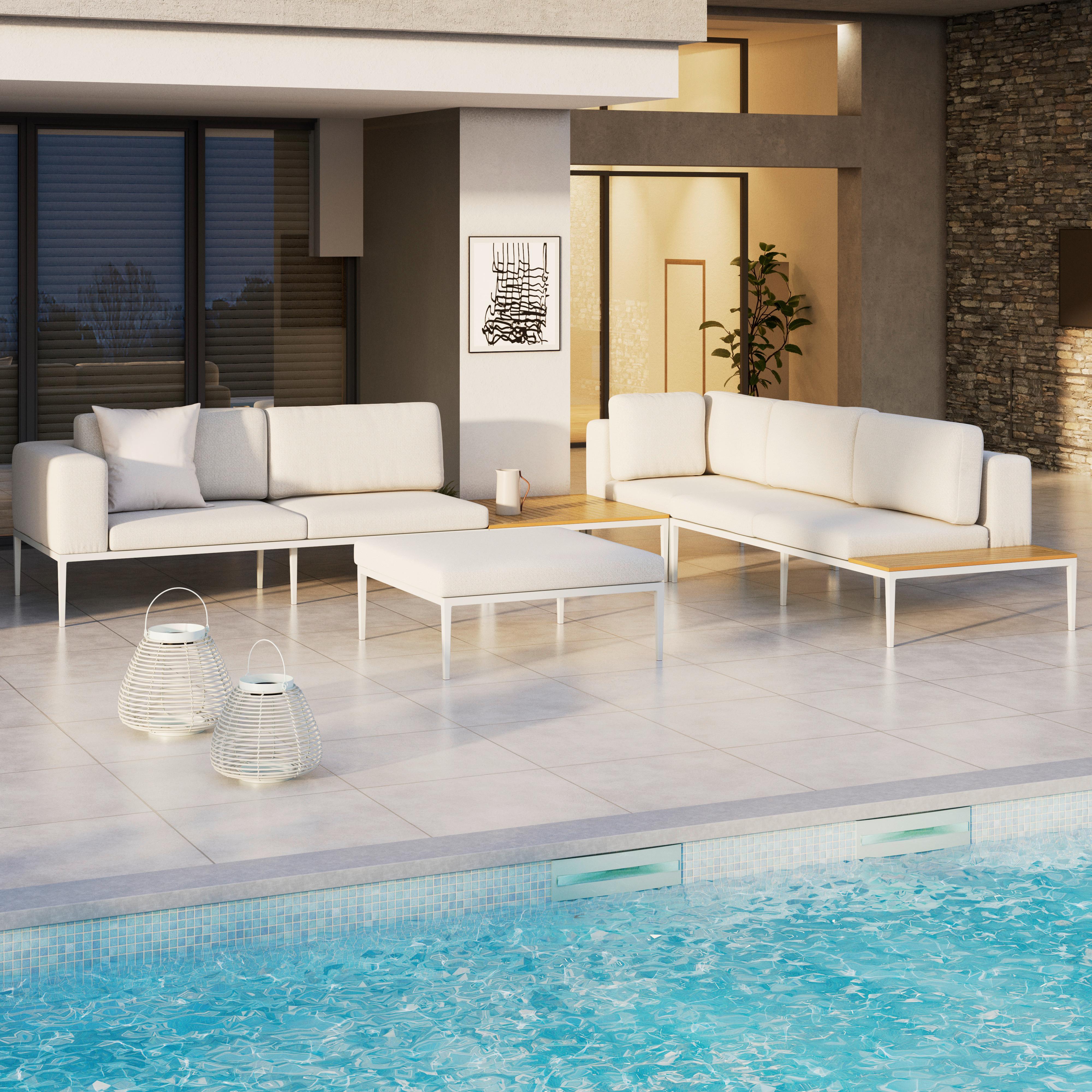 Gartenlounge Änna Creme aus Metall/Textil - Creme/Naturfarben, Modern, Kunststoff/Textil (270/68/90cm) - Bessagi Garden