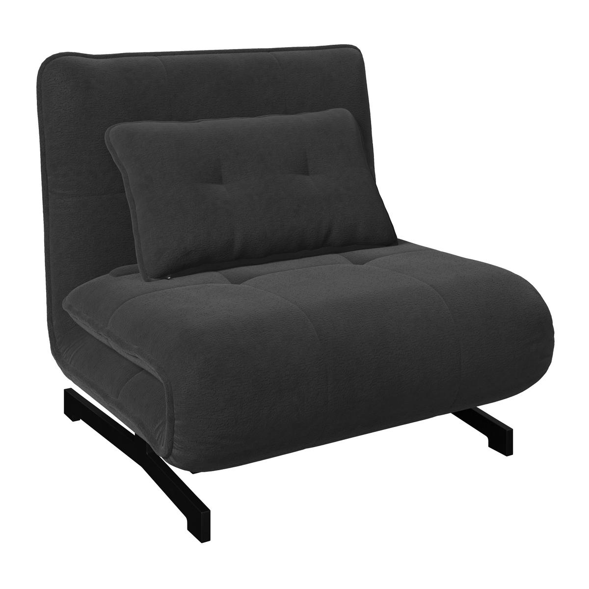 Schlafsessel Luna Bouclé Dunkelgrau - Dunkelgrau/Schwarz, MODERN, Textil/Metall (92/40/66cm) - Bessagi Home