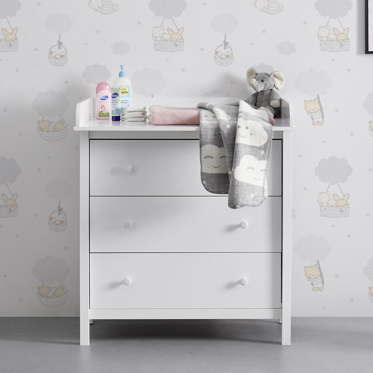 Wickelkommode Marie ca. 90x100 cm Weiß - Weiß, MODERN, Kunststoff (90/100,4/71,5cm) - Bessagi Kids