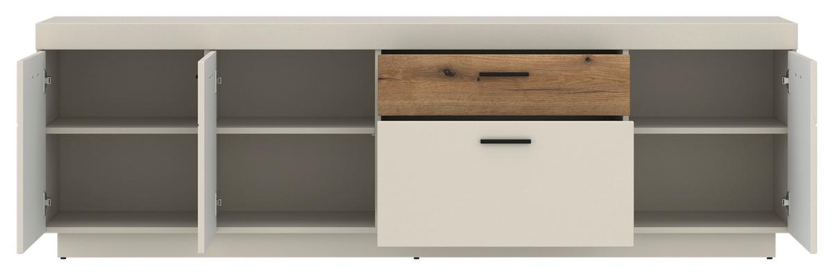 Comodă TV LIGHTNING - cașmir/culoare lemn stejar, Modern, material pe bază de lemn (200/62,8/41,6cm) - Modern Living