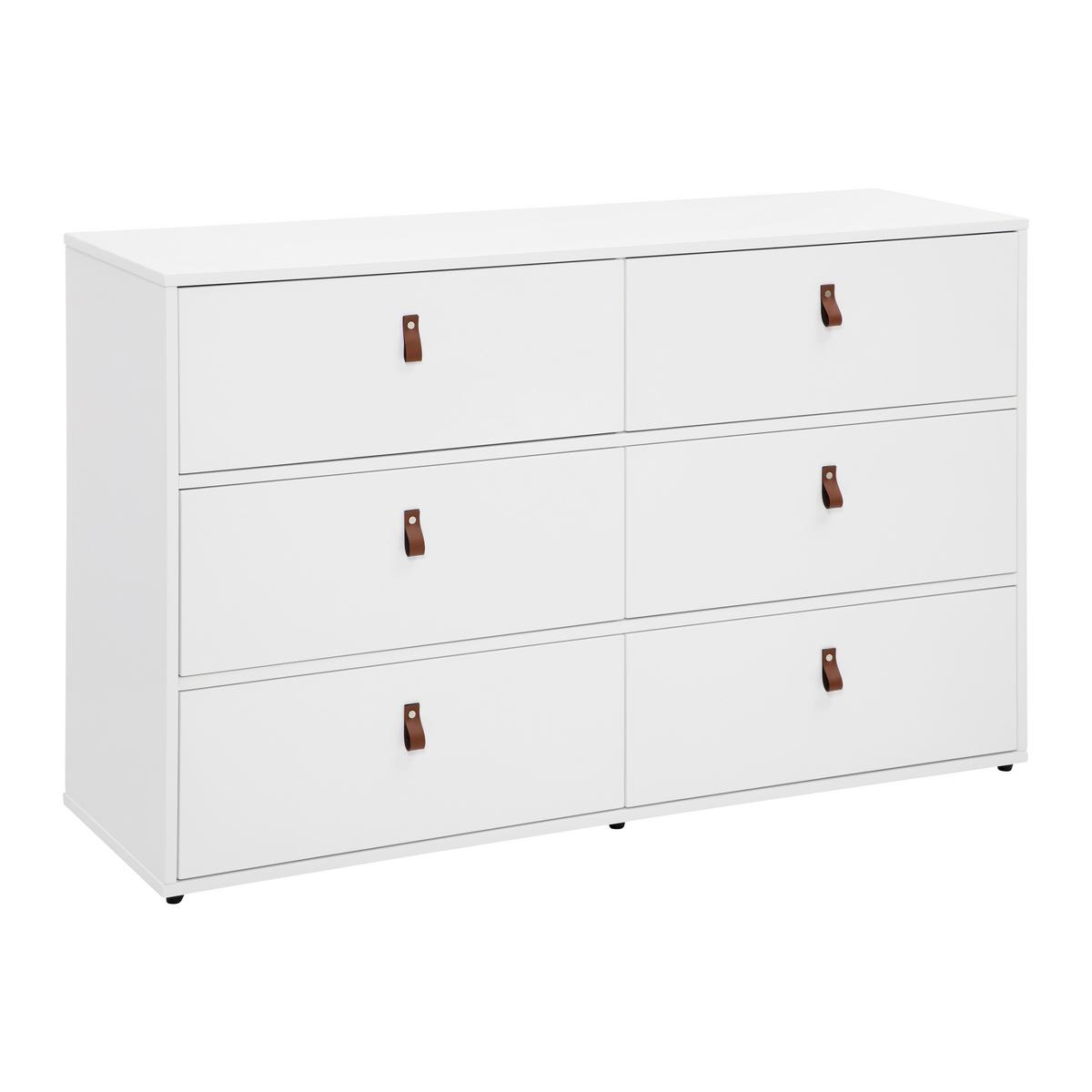 Kommode Mick Weiß MDF - Schwarz/Braun, MODERN, Kunststoff/Textil (120/75/40cm) - Bessagi Home