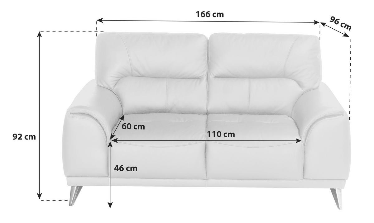 Zweisitzer-Sofa "Frisco" , schwarz - Chromfarben/Schwarz, MODERN, Textil/Metall (166/92/96cm) - MID.YOU