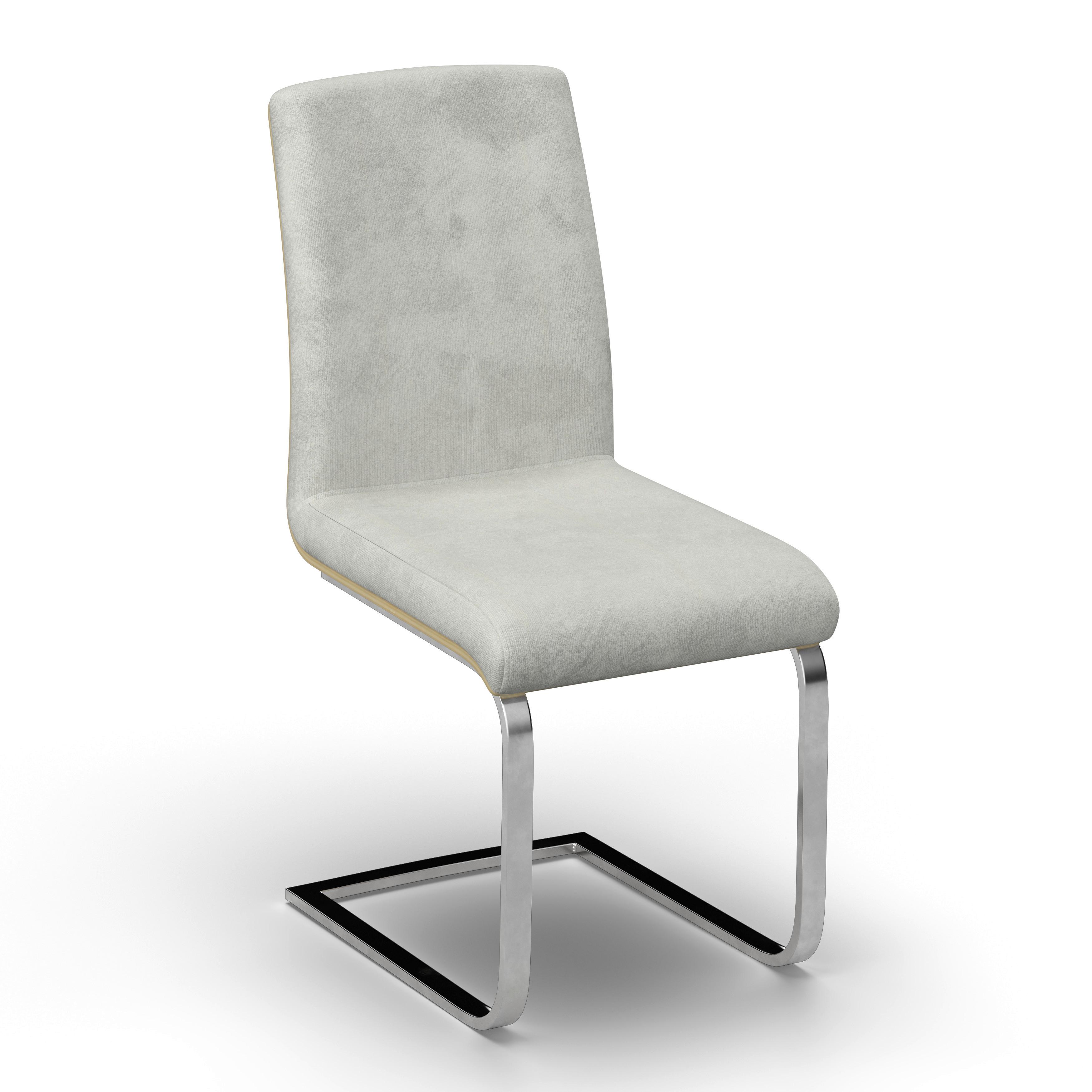 Schwingstuhl Nubia Creme Bouclé Gepolstert - Chromfarben/Eichefarben, MODERN, Holz/Textil (44/90/59cm) - Bessagi Home