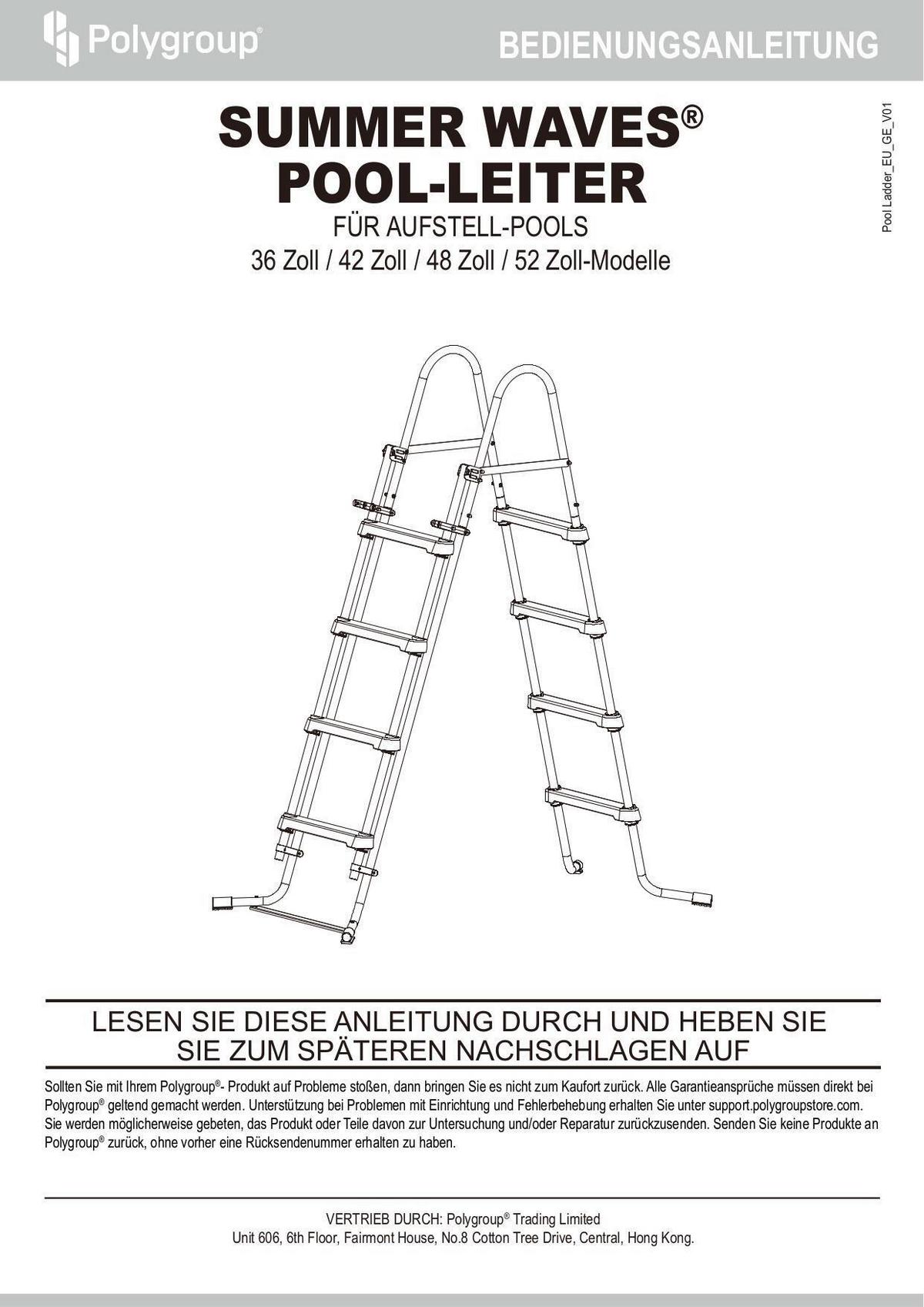 POOLLEITER POOL LEITER 132 CM - Blau/Weiß, Basics, Metall (132cm)