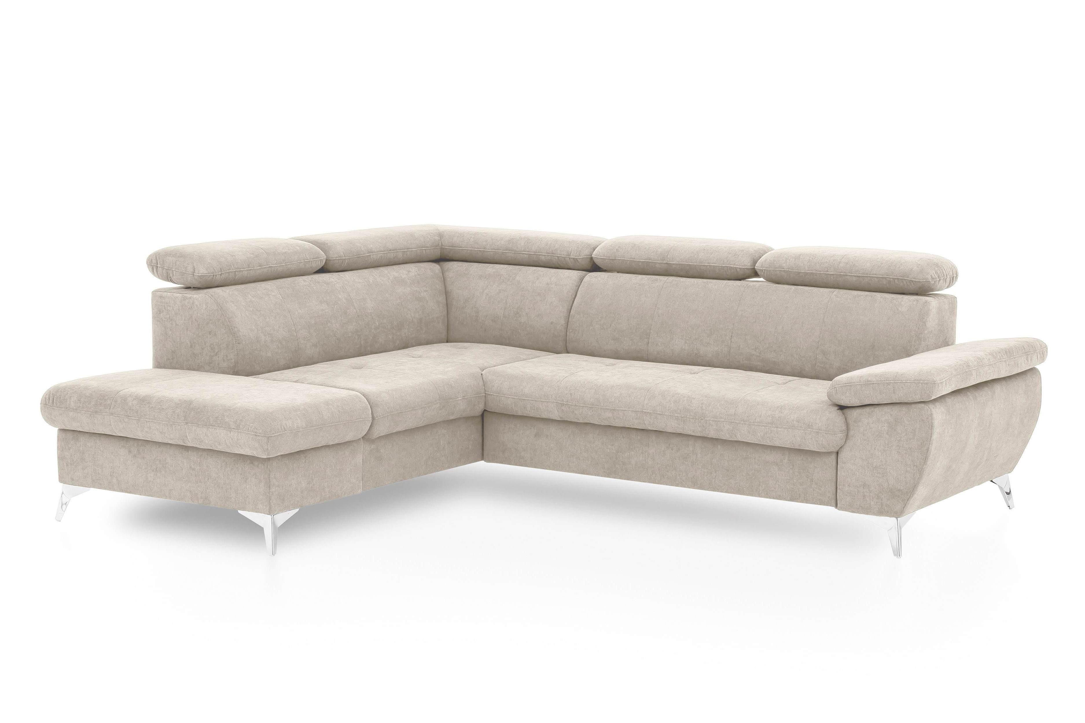 Sarokkanapé Gisele - szürkésbézs, Modern, textil (209/83/256cm)