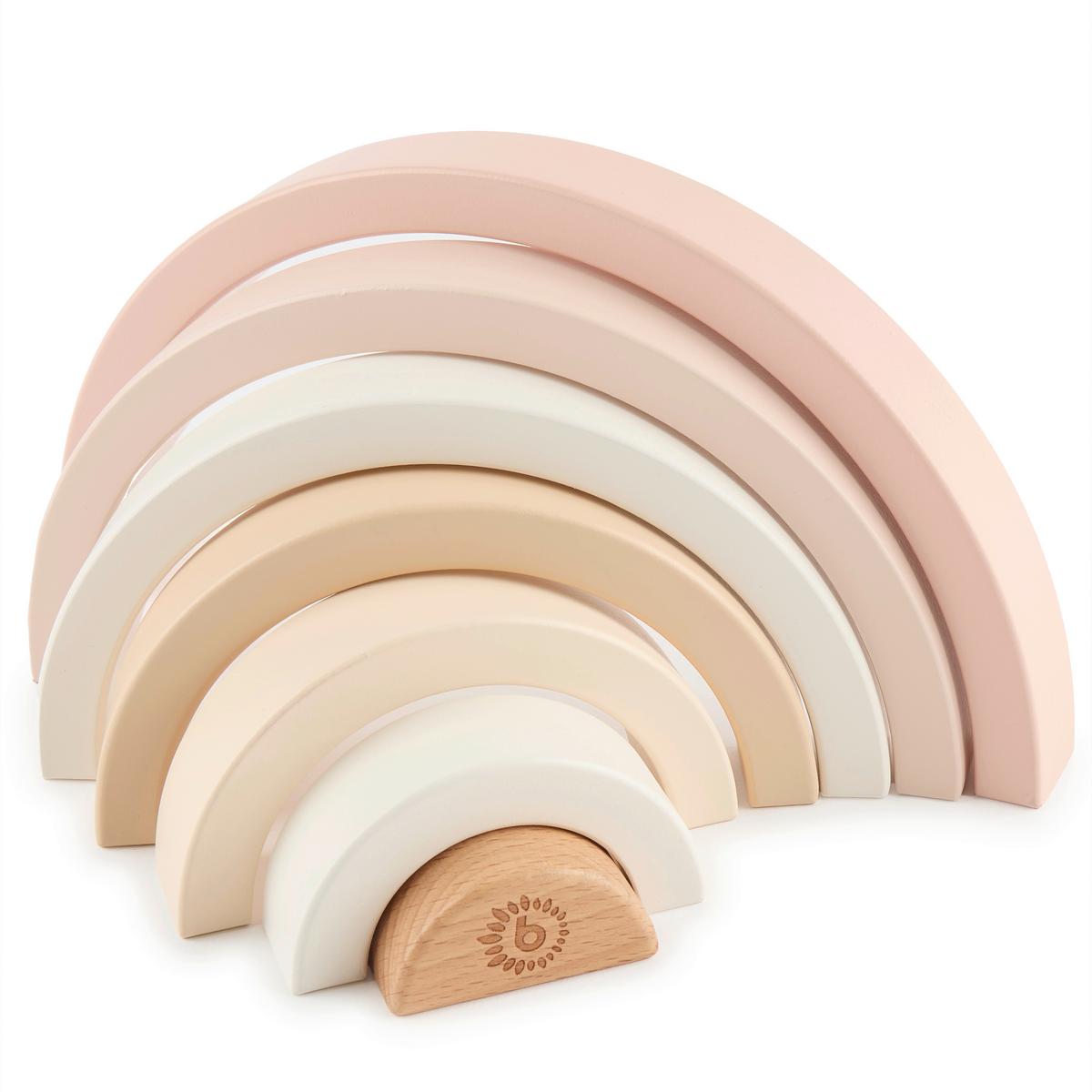 WIEŻA DO UKŁADANIA REGENBOGEN REH ELLA - beżowy/różowy, Basics, drewno (2,5/11,5/24cm)