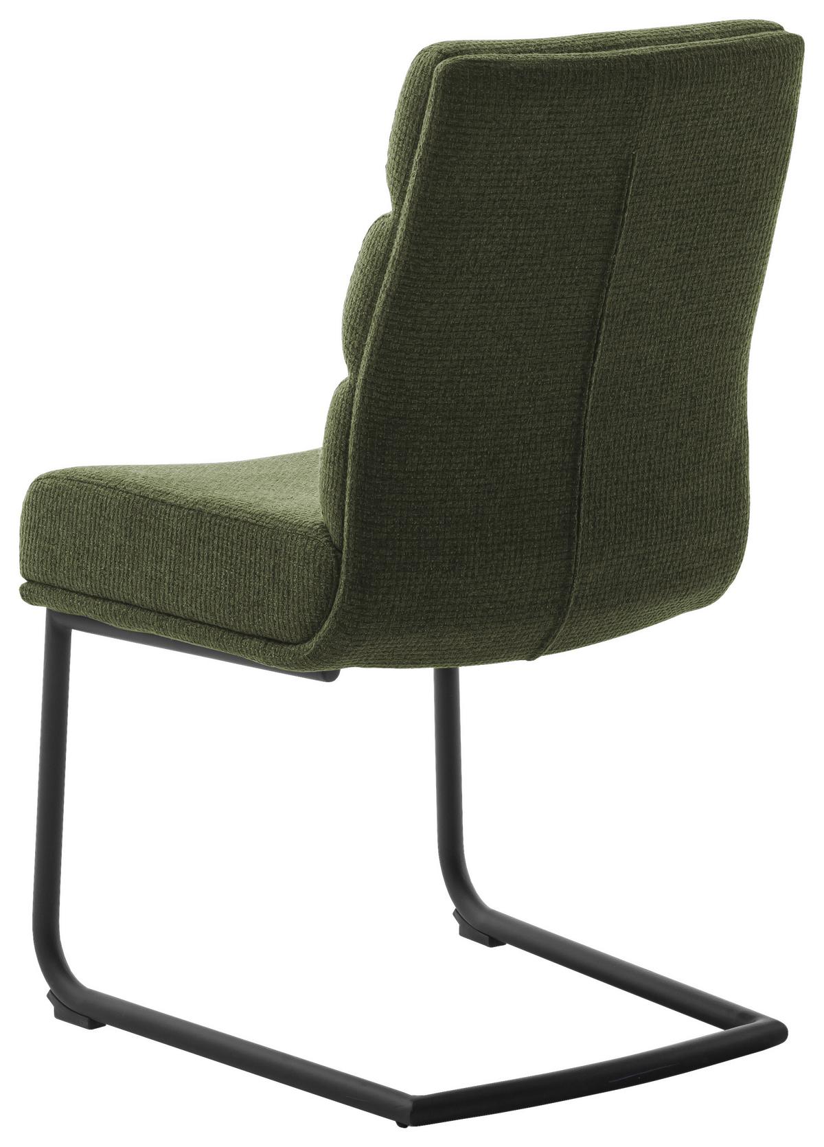 KRZESŁO NA PŁOZIE LEXINGTON - czarny/oliwkowa zieleń, Design, metal/tkanina (47/90/64cm) - Dieter Knoll