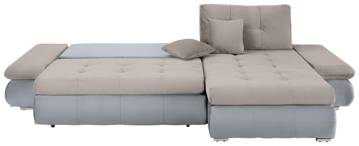 Wohnlandschaft Enrico Silberfarben - Chromfarben/Silberfarben, KONVENTIONELL, Kunststoff/Textil (303/88/185cm) - Mömax