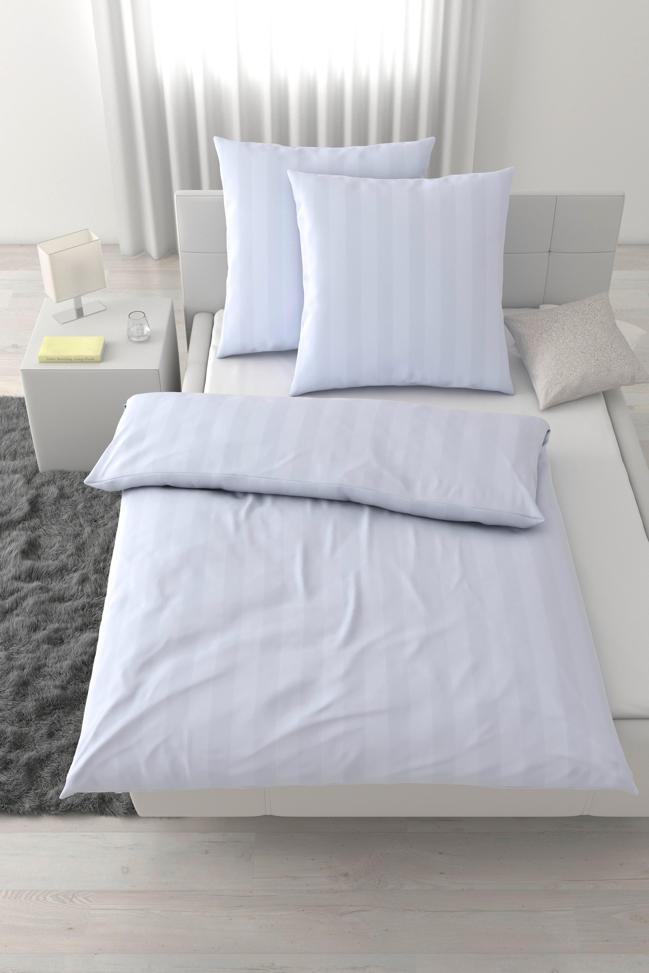 Bettwäsche Xenia Streif XXL Weiß ca. 200x200cm - Weiß, MODERN, Textil (200/200cm) - Premium Living