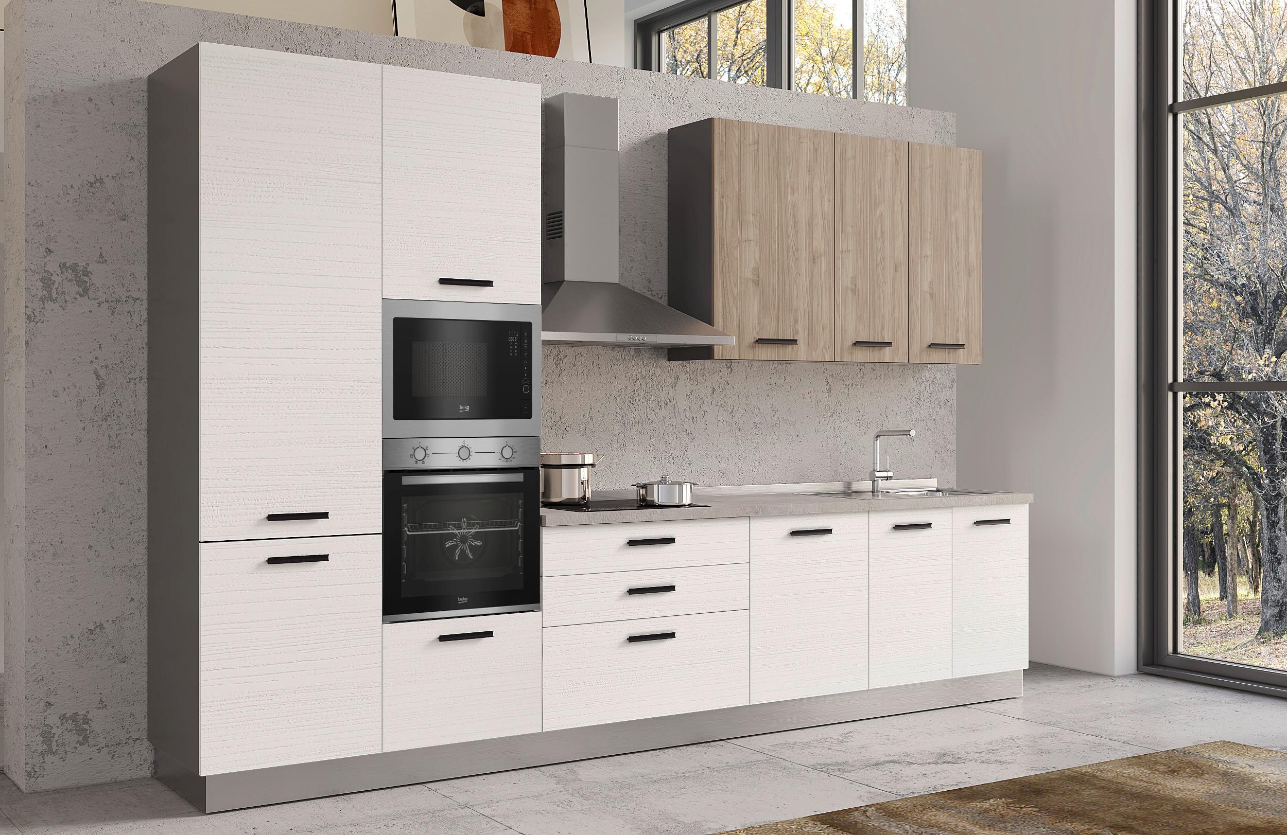 Blok Kuhinja Sa Uređajima Vania 360bco.frass/noce Ton. - boja hrasta/bela, Moderno, metal/drvo (360/240/60cm) - Mömax