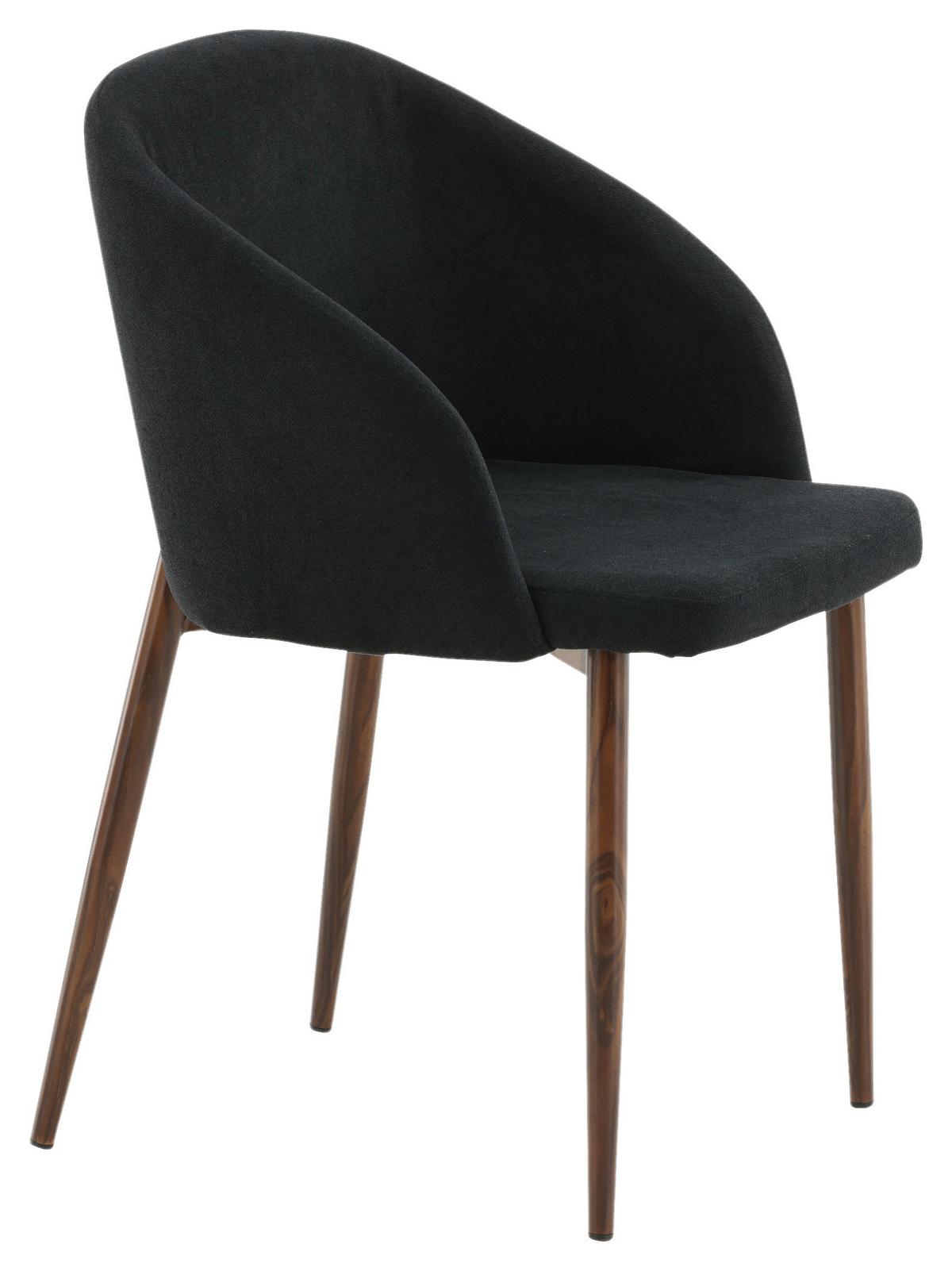 STUHL-SET ARCH - Walnussfarben/Schwarz, Design, Holz/Textil (48,5/83/55cm) - Livetastic