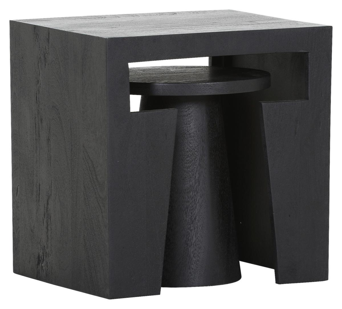 ZESTAW STOLIKÓW BOCZNYCH SIESTA - czarny, Design, drewno (50/40/50cm) - Carryhome