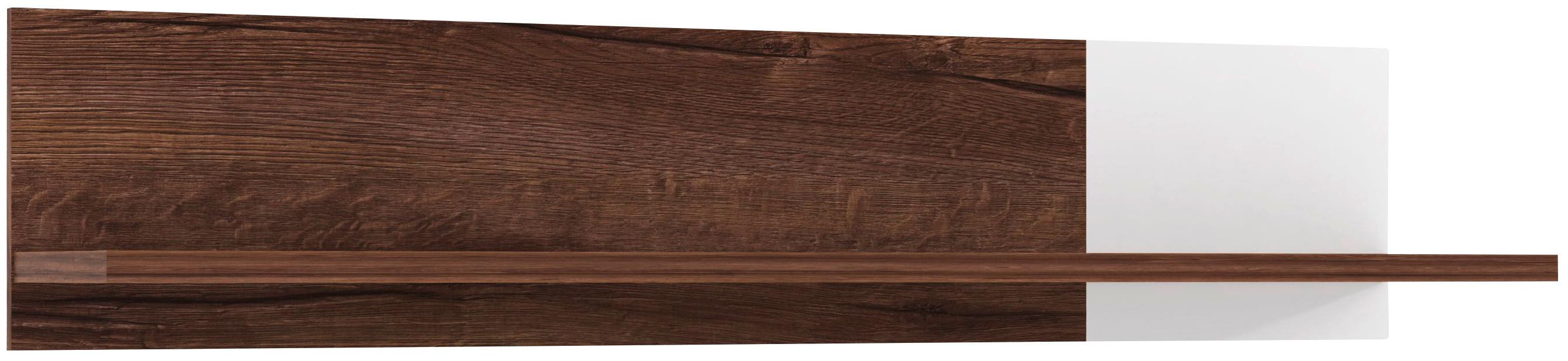 Stenska Polica Raven, Barva Hrasta, Bela - barve hrasta/bela, Design, leseni material (120/25/23cm) - Carryhome