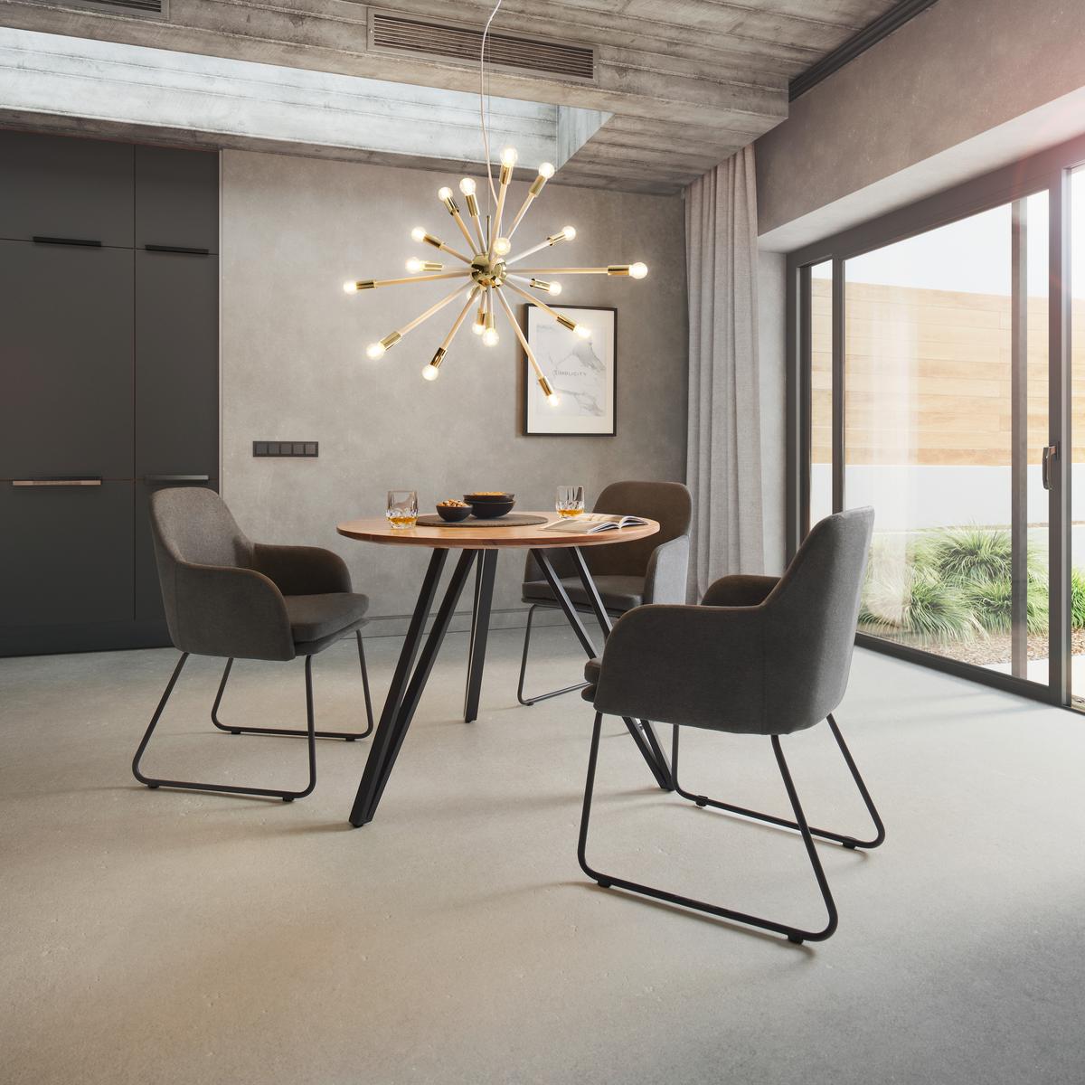 KRZESŁO Z PODŁOKIETNIKAMI MIA - ciemnoszary/czarny, Modern, metal/tkanina (55,5/83/55cm) - Bessagi Home